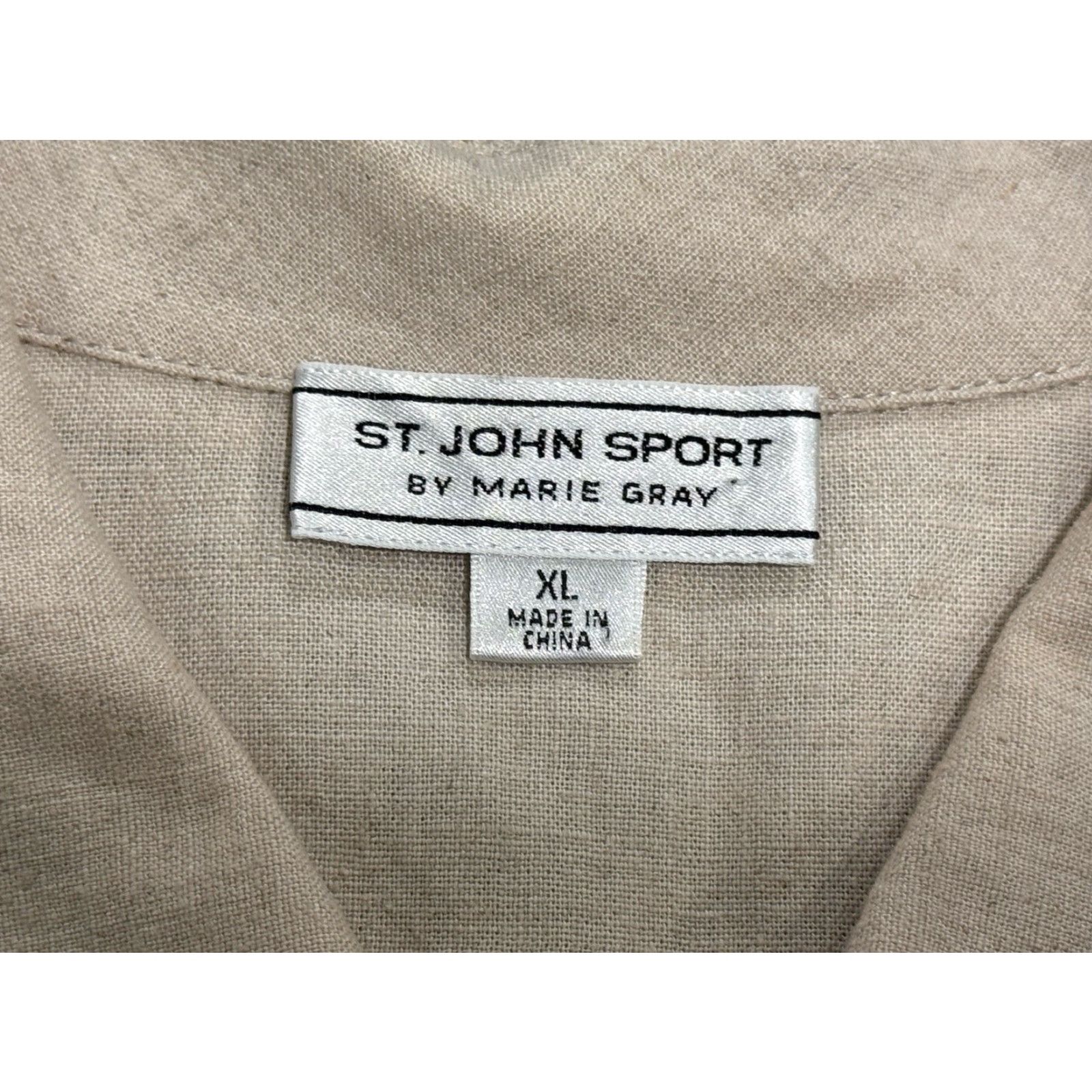 St. John VINTAGE St. John Sport Shirt Women's Linen Viscose Button-Up XL Beige Casual Blouse All Seasons Size XL / US 12-14 / IT 48-50 - 7 Thumbnail