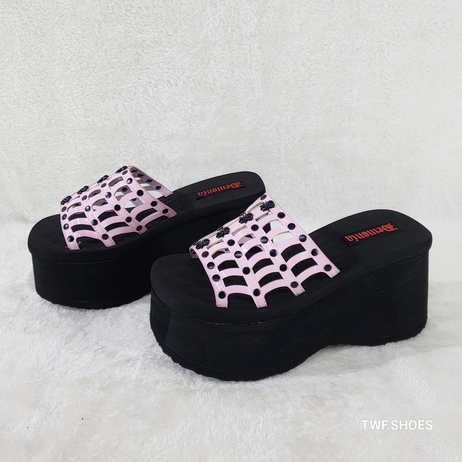 Other Funn Platform Goth Cut Out Web Sandals Spider Studs Slip On Size US 6 / IT 36 - 6 Thumbnail