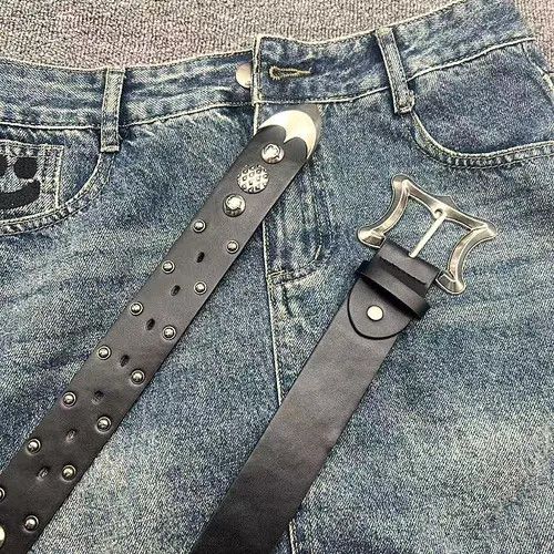 Japanese Brand Furuya x Fuji Rock punk style genuine leather belt Size 32 - 3 Thumbnail