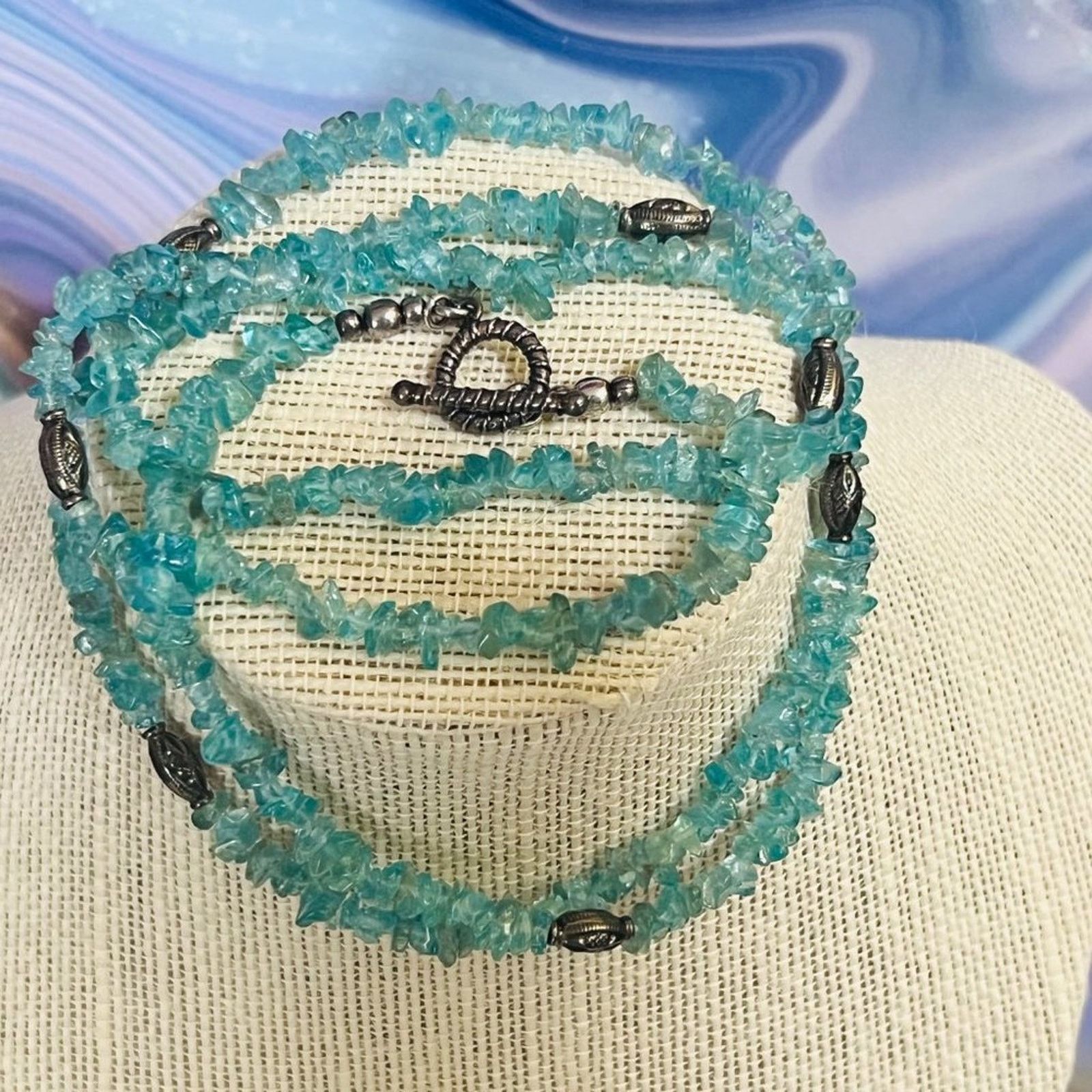 & Other Stories Vintage - India 925 Silver Clear Blue Apatite Chips Necklace Size ONE SIZE - 5 Thumbnail