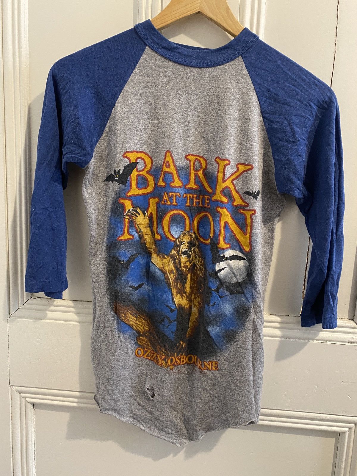 image of Band Tees Ozzy Osbourne Bark At The Moon Tour Shirt in Grey, Men's (Size Small)