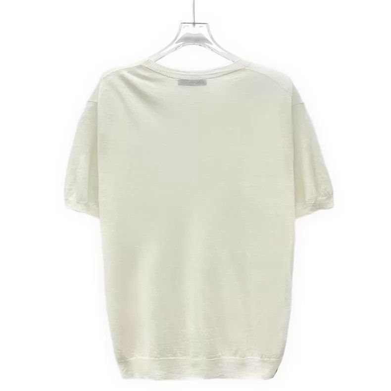 Prada Prada White logo letter round-neck knitted short sleeves Size S / US 4 / IT 40 - 2 Thumbnail