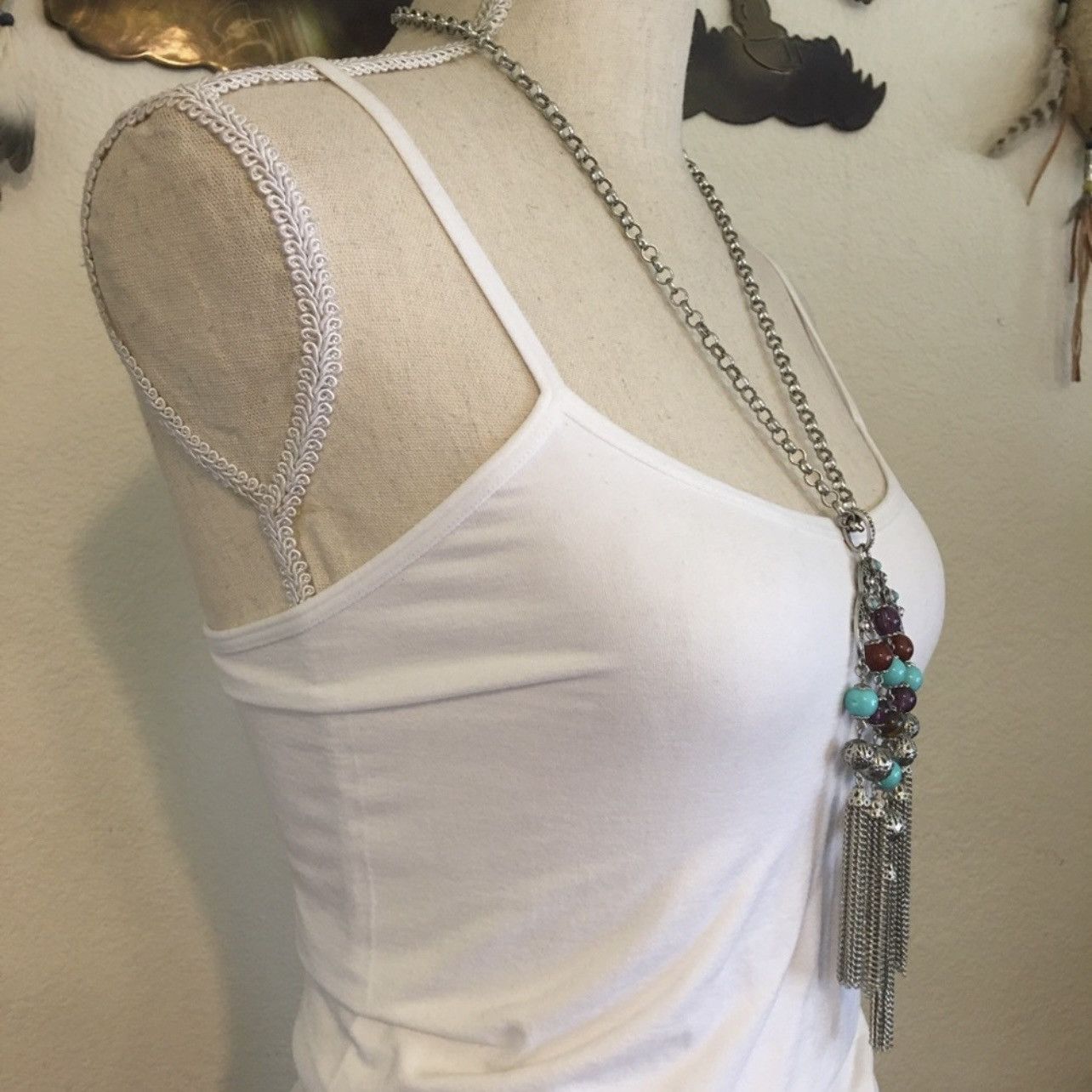 Jewelry R.J. Graziano glass bead tassel chain necklace Size ONE SIZE - 2 Thumbnail