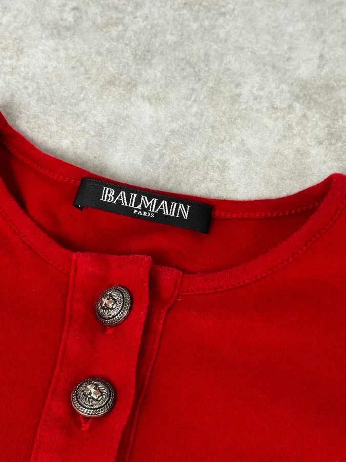 Balmain 2000s Balmain Red Buttoned Blouse Longsleeve T-Shirt Size S / US 4 / IT 40 - 8 Thumbnail