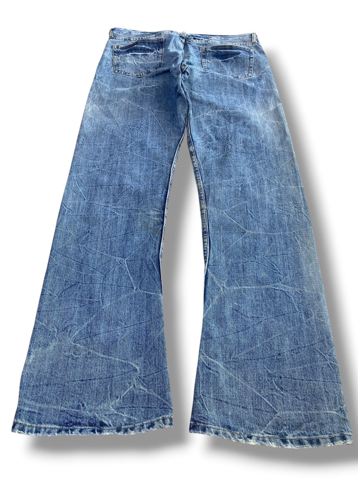 Japanese Brand Japanese Brand Thunder Wash Whiskers Style Flare Jeans Size US 34 / EU 50 - 3 Thumbnail