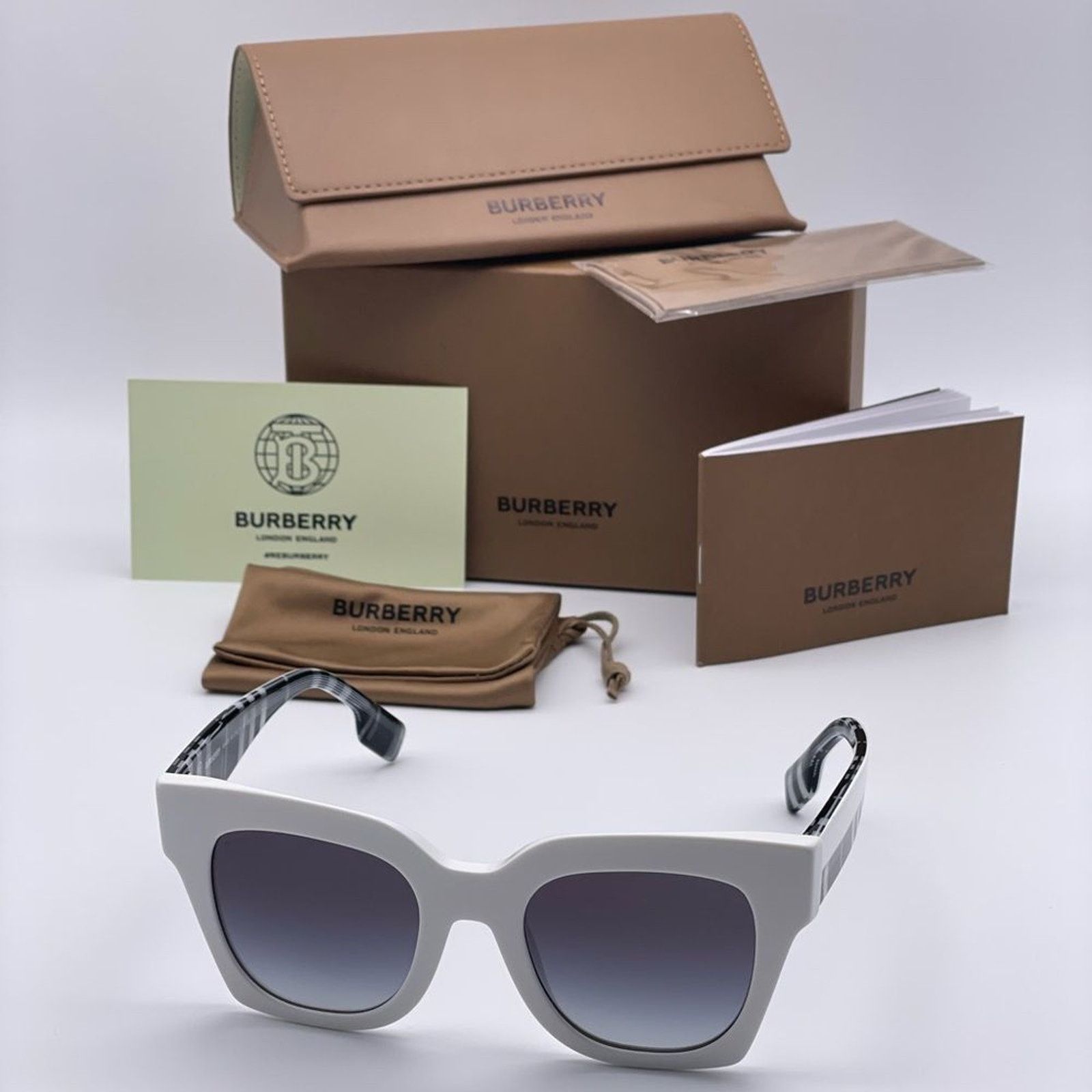 Burberry NEW BURBERRY BE4364 Kitty 39958G White/Gray Gradient Woman Size ONE SIZE - 9 Thumbnail