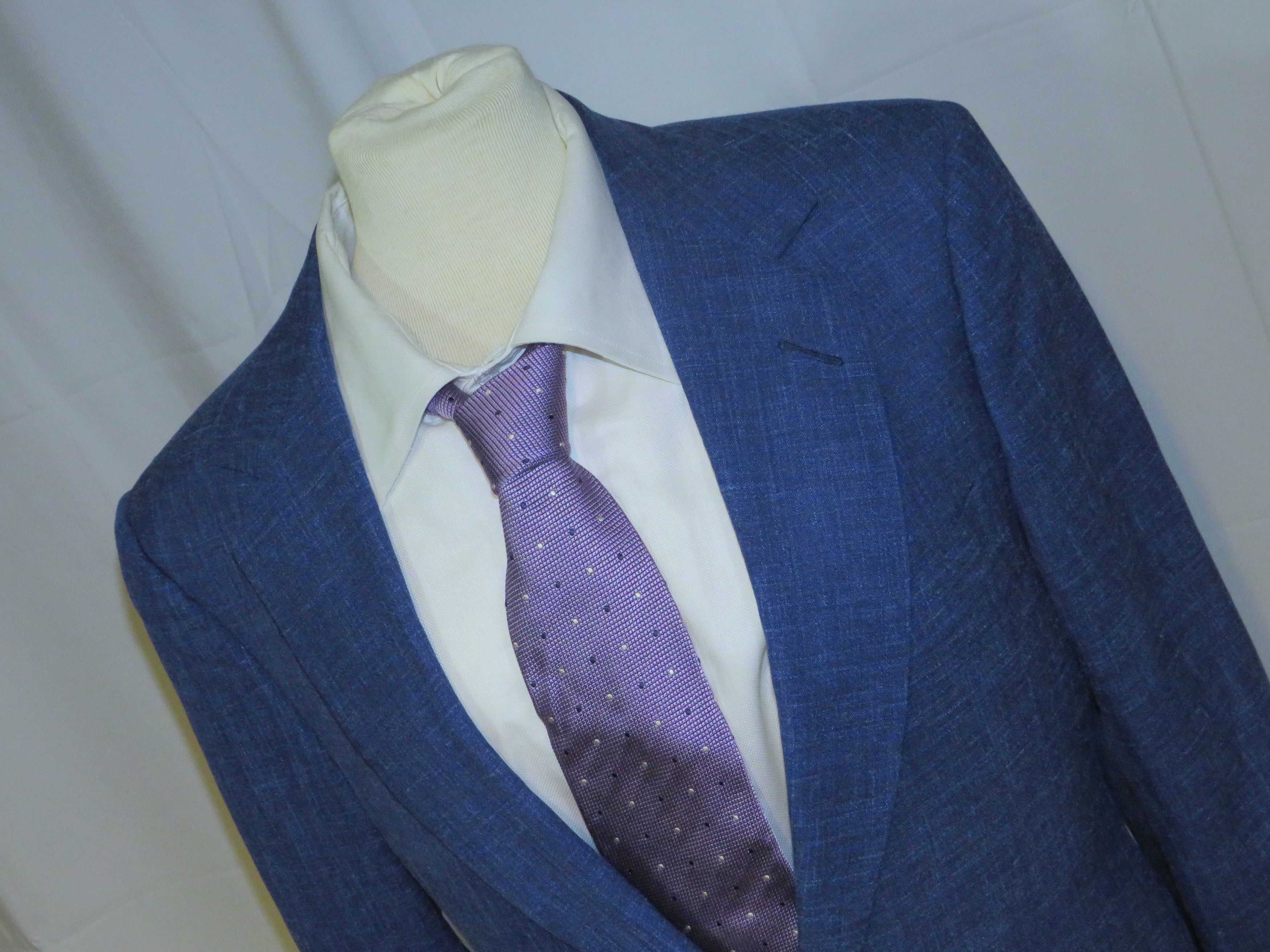 Huntsman Savile Row Bespoke Blue Melange One Button Sport Coat 36S Size 36S - 5 Thumbnail