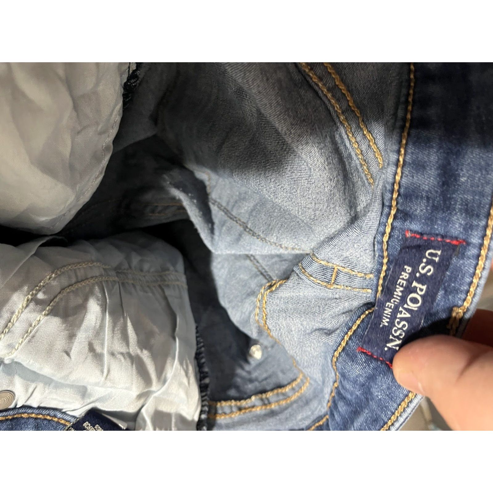 Vintage US Polo Assn Jeans Women Size 4 Regular Skinny Dark Wash Denim 5-Pocket Logo Zipper Button Belt Loops Jegging 90s City USA Classic Distressed Blue Size 27" / US 4 / IT 40 - 5 Thumbnail