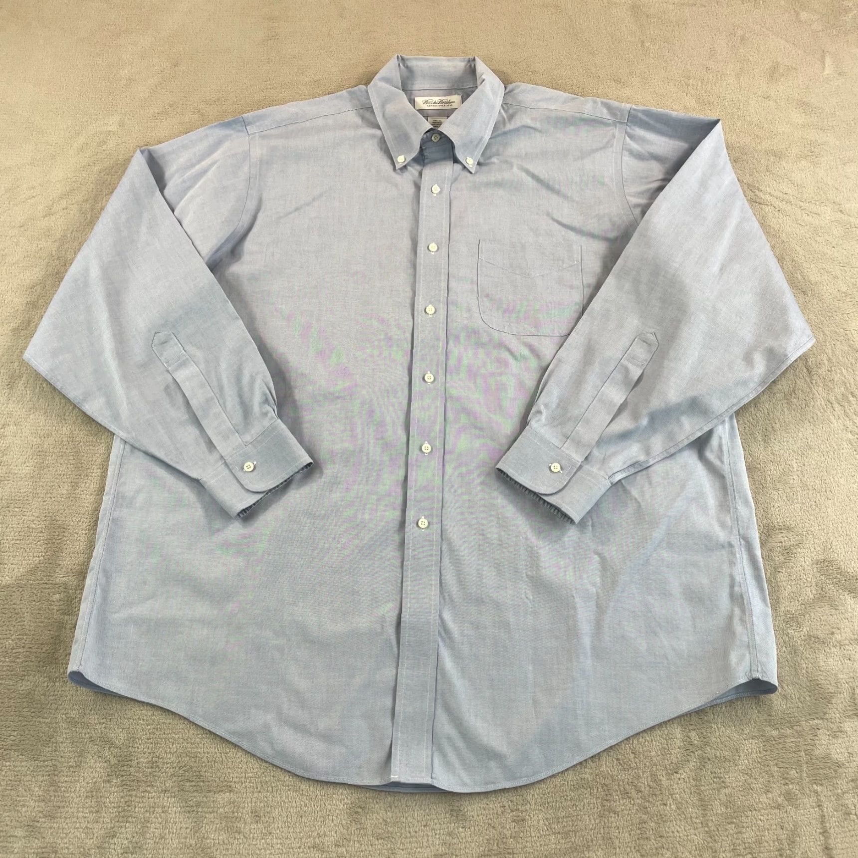 Brooks Brothers Brooks Brothers Dress Shirt Men 17.5 Non-Iron Classic Fit Long Sleeve Pocket Blue 90s Classic Designer Preppy Mens Size 48R - 3 Thumbnail