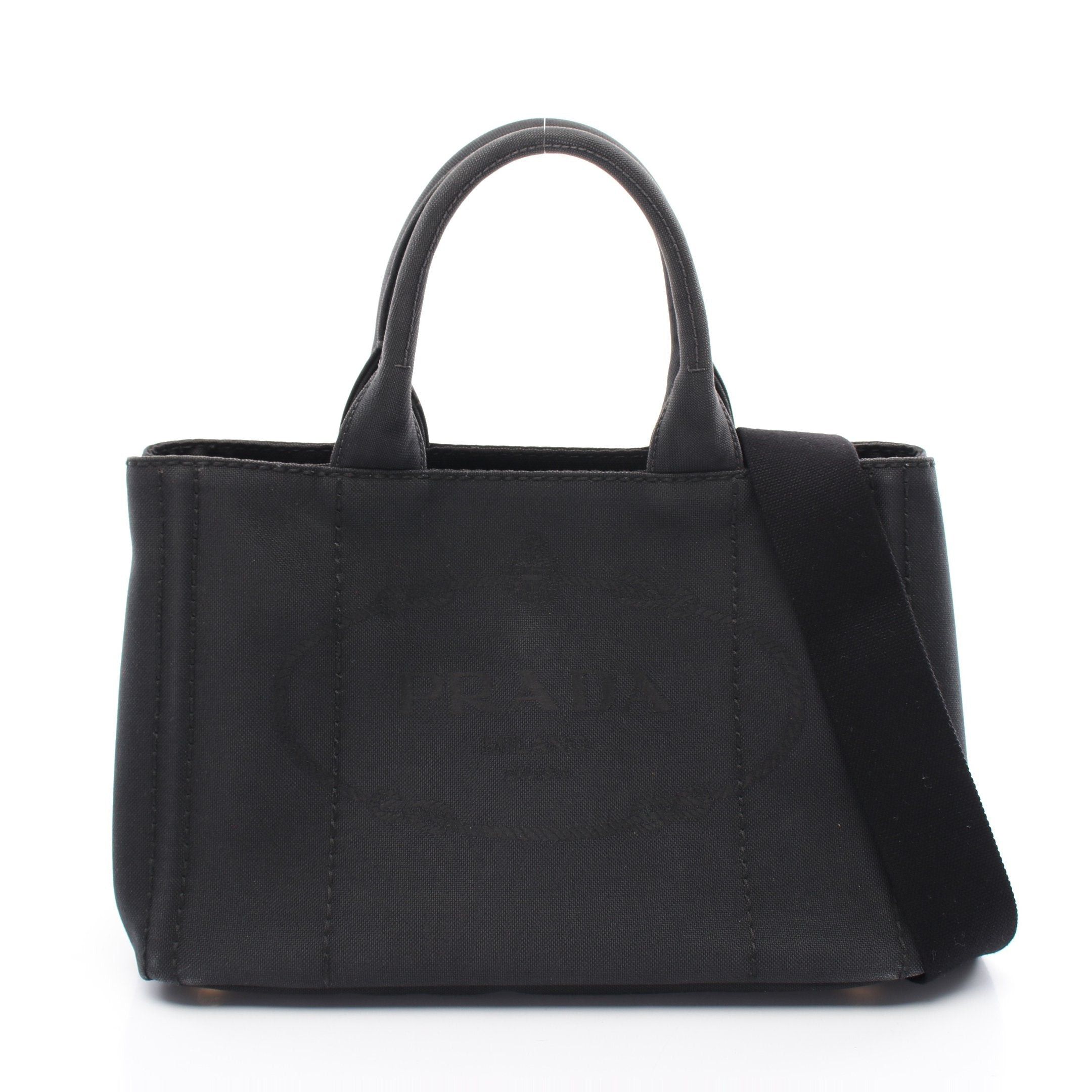 Prada Prada Canapa Kanapa Handbag Tote Bag Canvas Black Size ONE SIZE - 1 Thumbnail