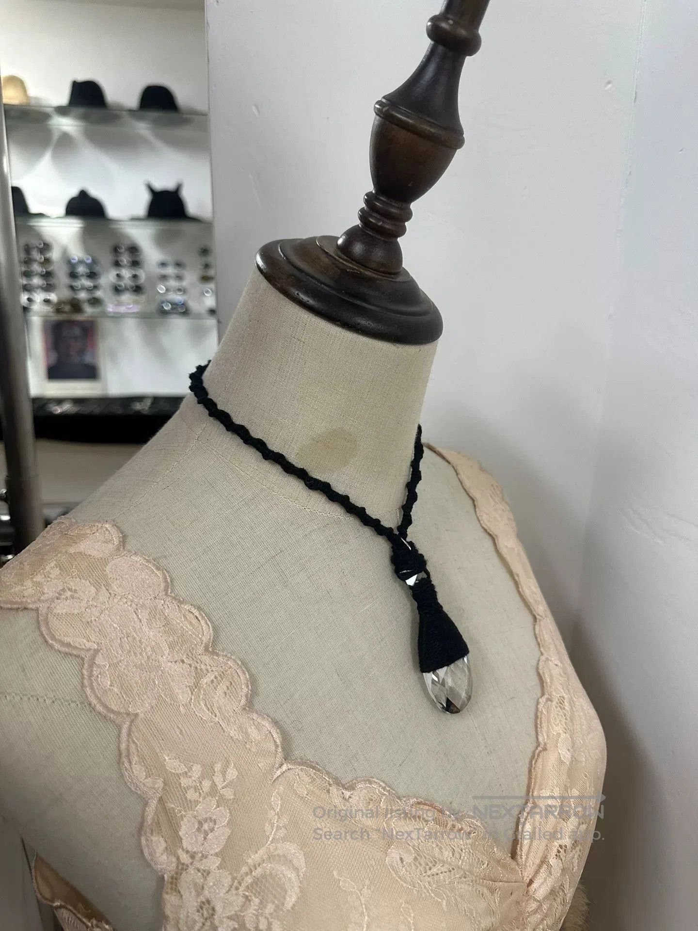 Comme des Garcons Homme Plus adjustable black crystal pendant necklace. Size ONE SIZE - 6 Thumbnail