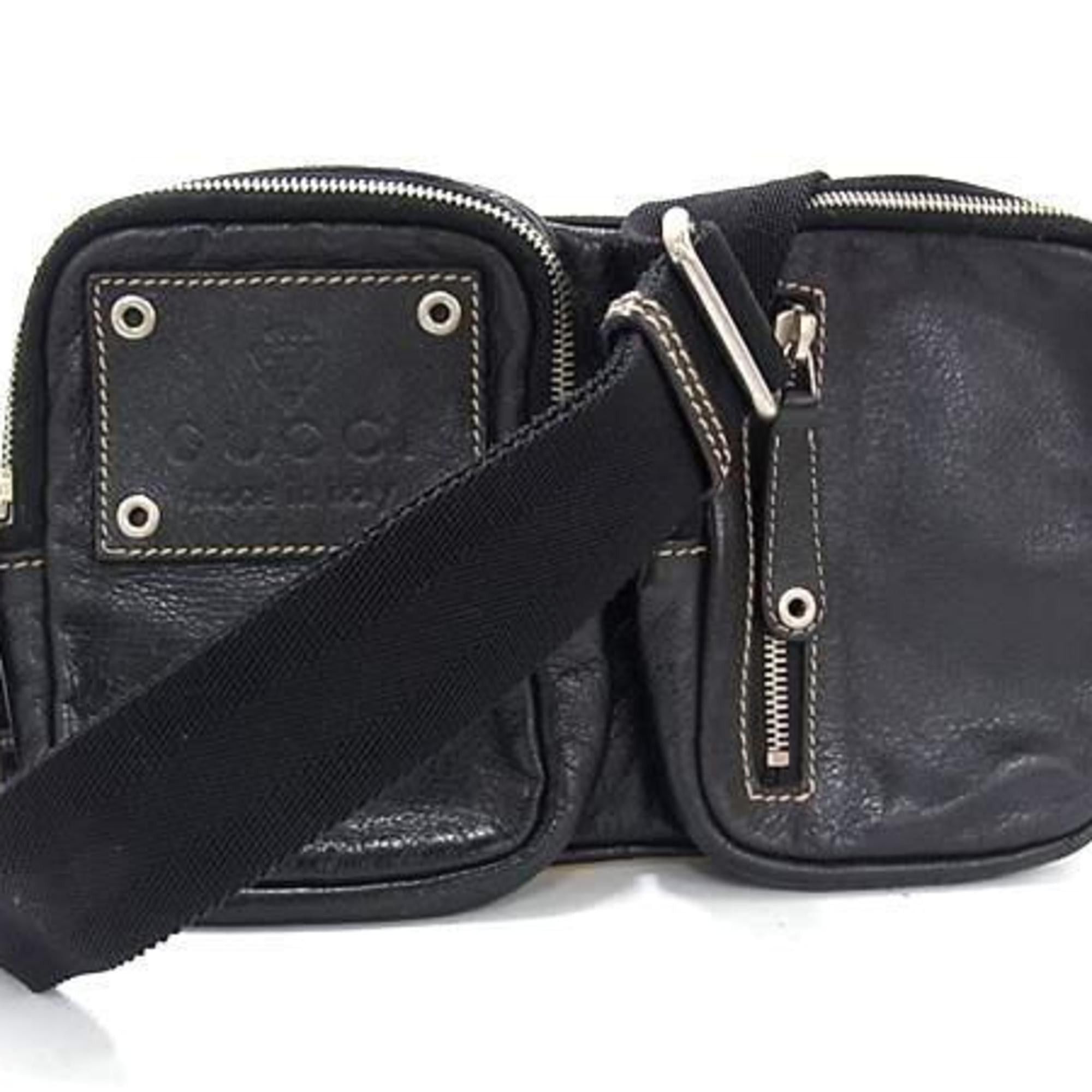 Gucci Gucci Body Bag 201846 Black Leather Men's Women's Size ONE SIZE - 1 Thumbnail