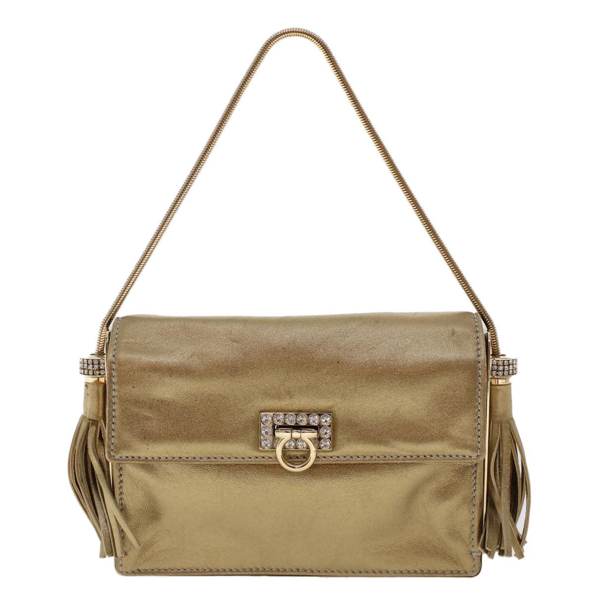 Salvatore Ferragamo Gancini Gold Leather Handbag (Pre-Owned) Size ONE SIZE - 1 Thumbnail