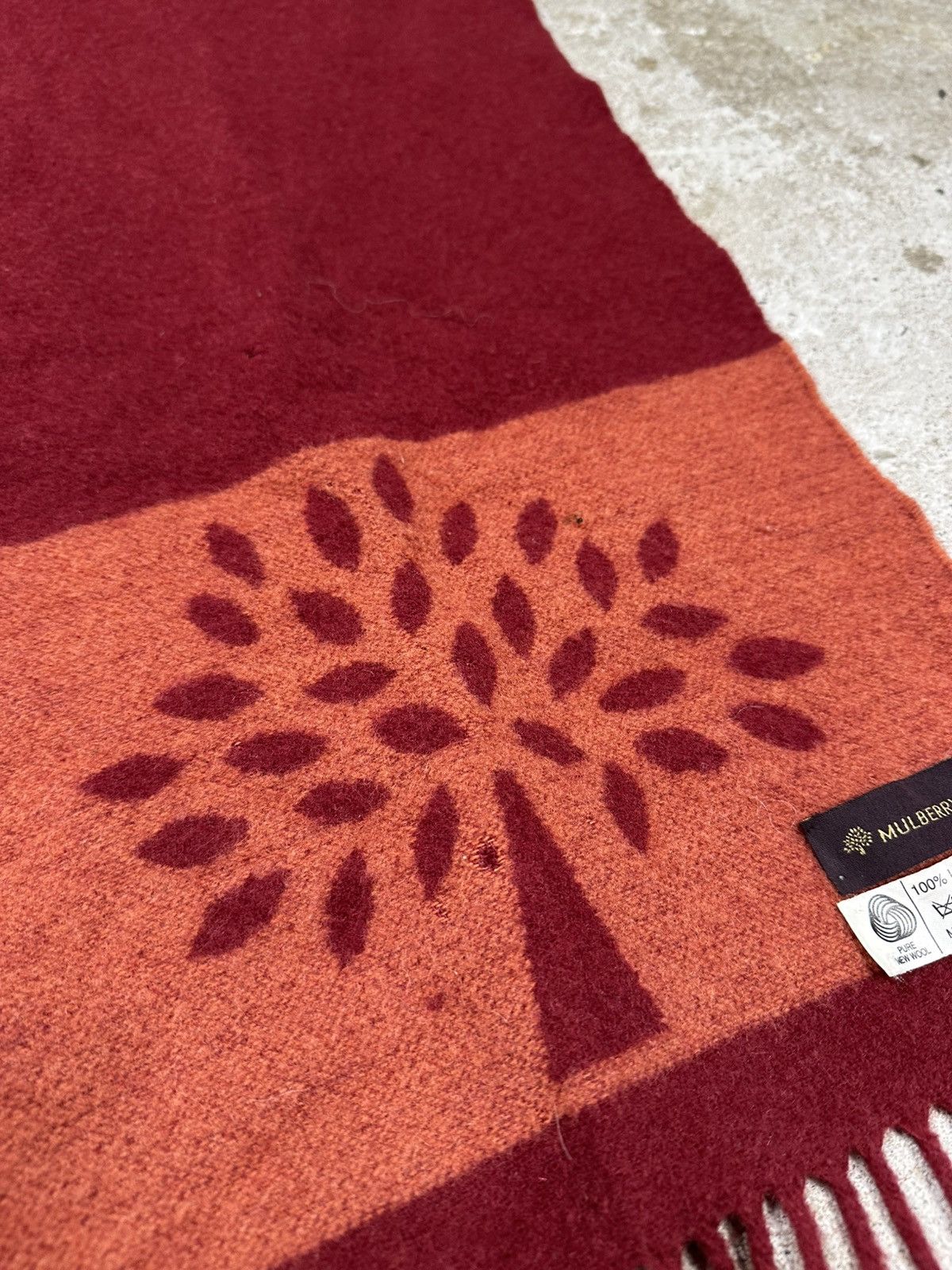 Mulberry × Vintage Vintage Mulberry Big Lambswool Red Logo Scarf Size ONE SIZE - 4 Thumbnail