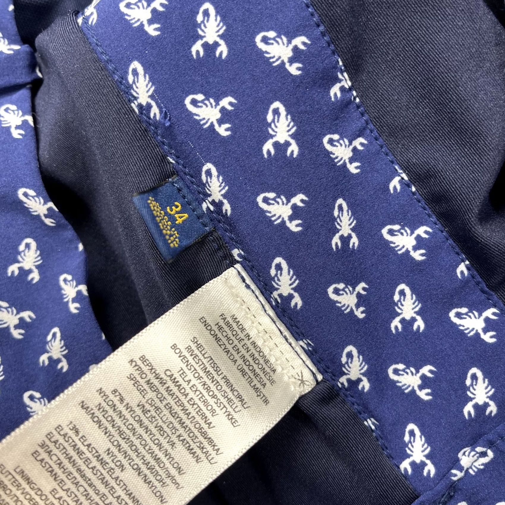 Ralph Lauren Ralph Lauren Polo Golf Shorts Mens 34 Blue Wicking Lined Logo Chino Casual Travel Mens 34 Blue Logo Louder Scorpion Pattern Geometric Size US S / EU 44-46 / 1 - 7 Thumbnail