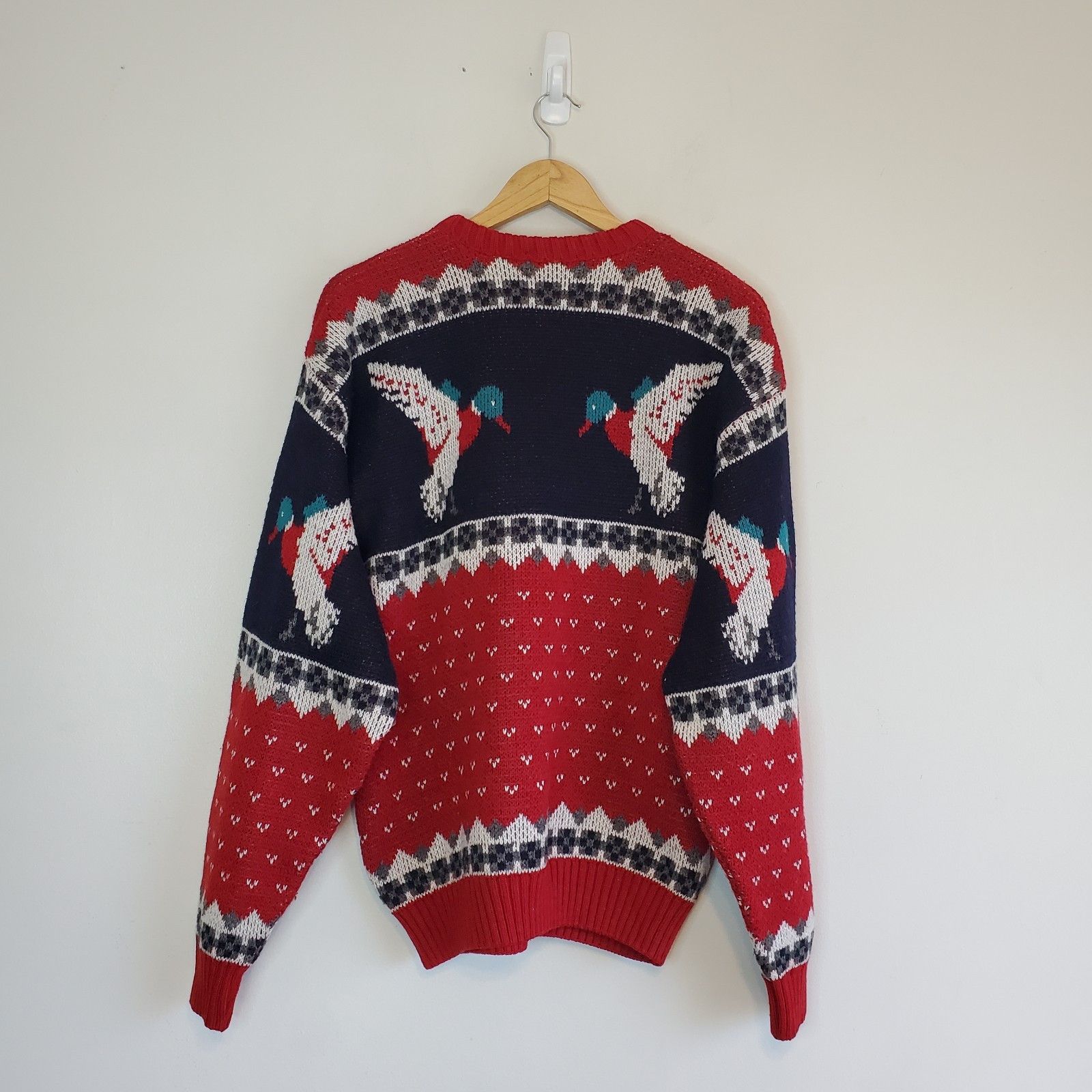Vintage Vintage 90s Duck Nature Knit Sweater Red Size M Size US M / EU 48-50 / 2 - 3 Thumbnail