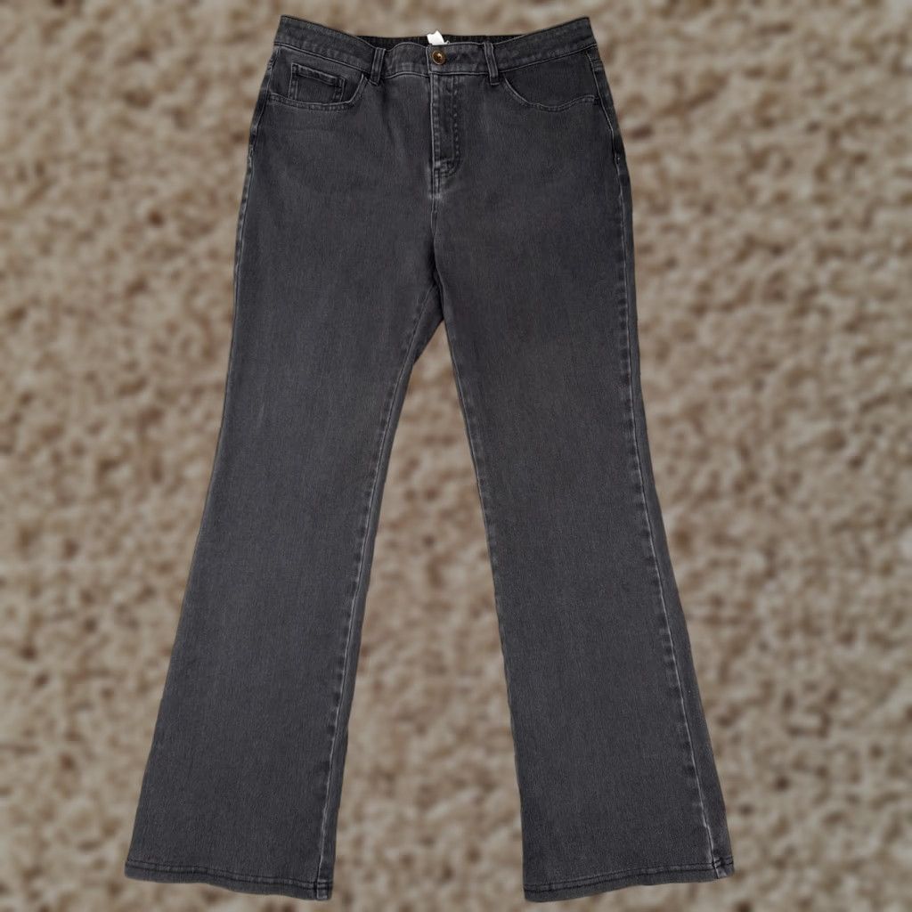 Vintage Womens Jeans 34x31 Black Denim Bootcut Stretch Cotton Blend High Rise Zip Fly Size 24" / US 00 / IT 34 - 1 Thumbnail