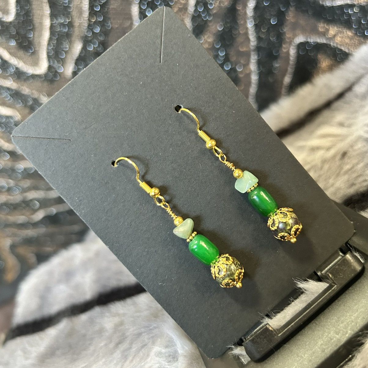 Handmade Handcrafted genuine blood stone cat eye glass earrings Size ONE SIZE - 1 Thumbnail