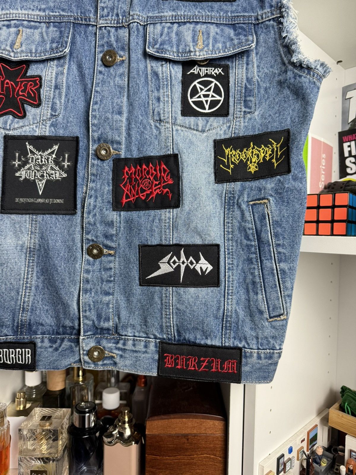 Band Tees Vintage 90s rock band distressed denim vest XL metal rock y2k Size US XL / EU 56 / 4 - 4 Thumbnail