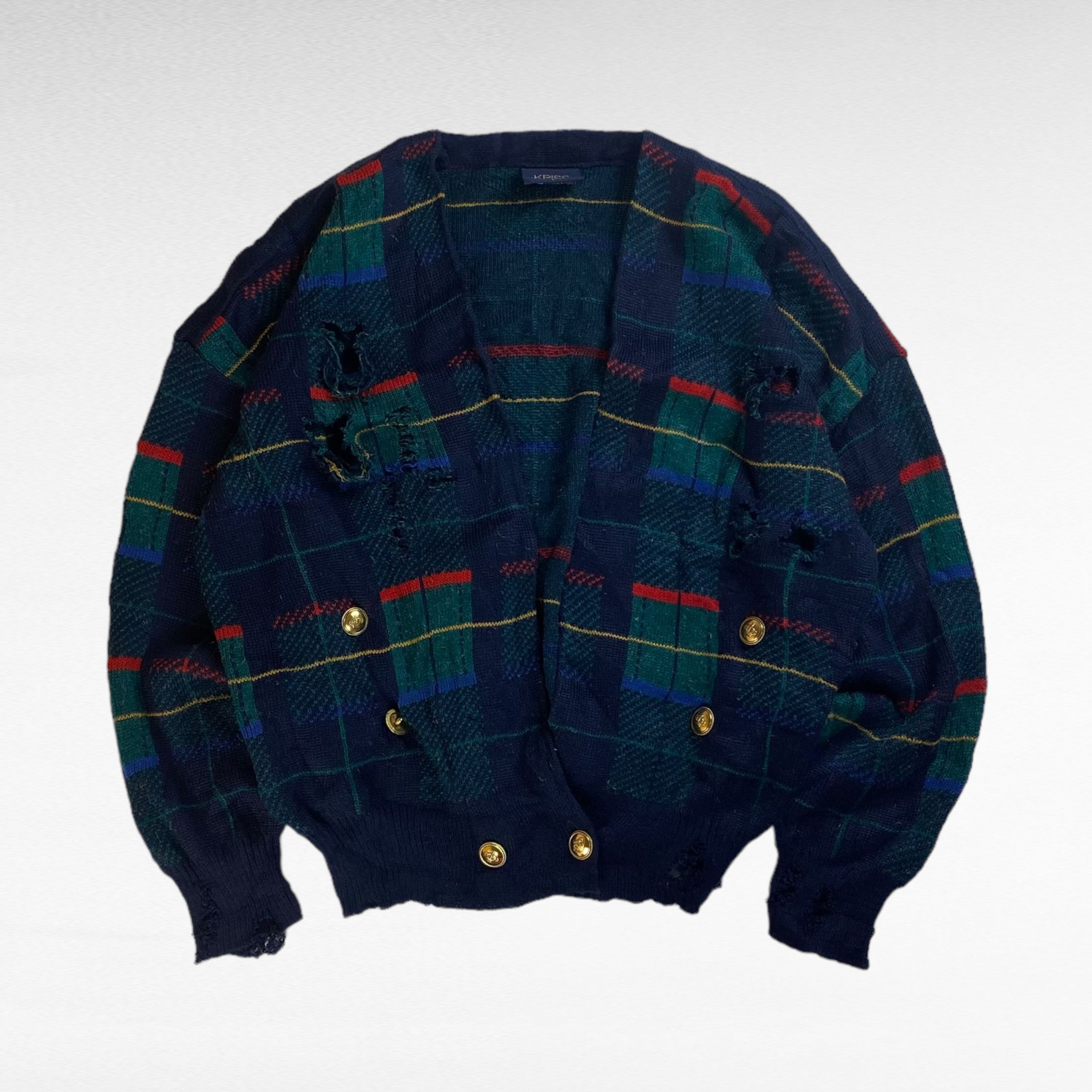 Vintage KRISS 90s Remake Boro Double Breasted Check Cardigan Size L Size US L / EU 52-54 / 3 - 1 Thumbnail