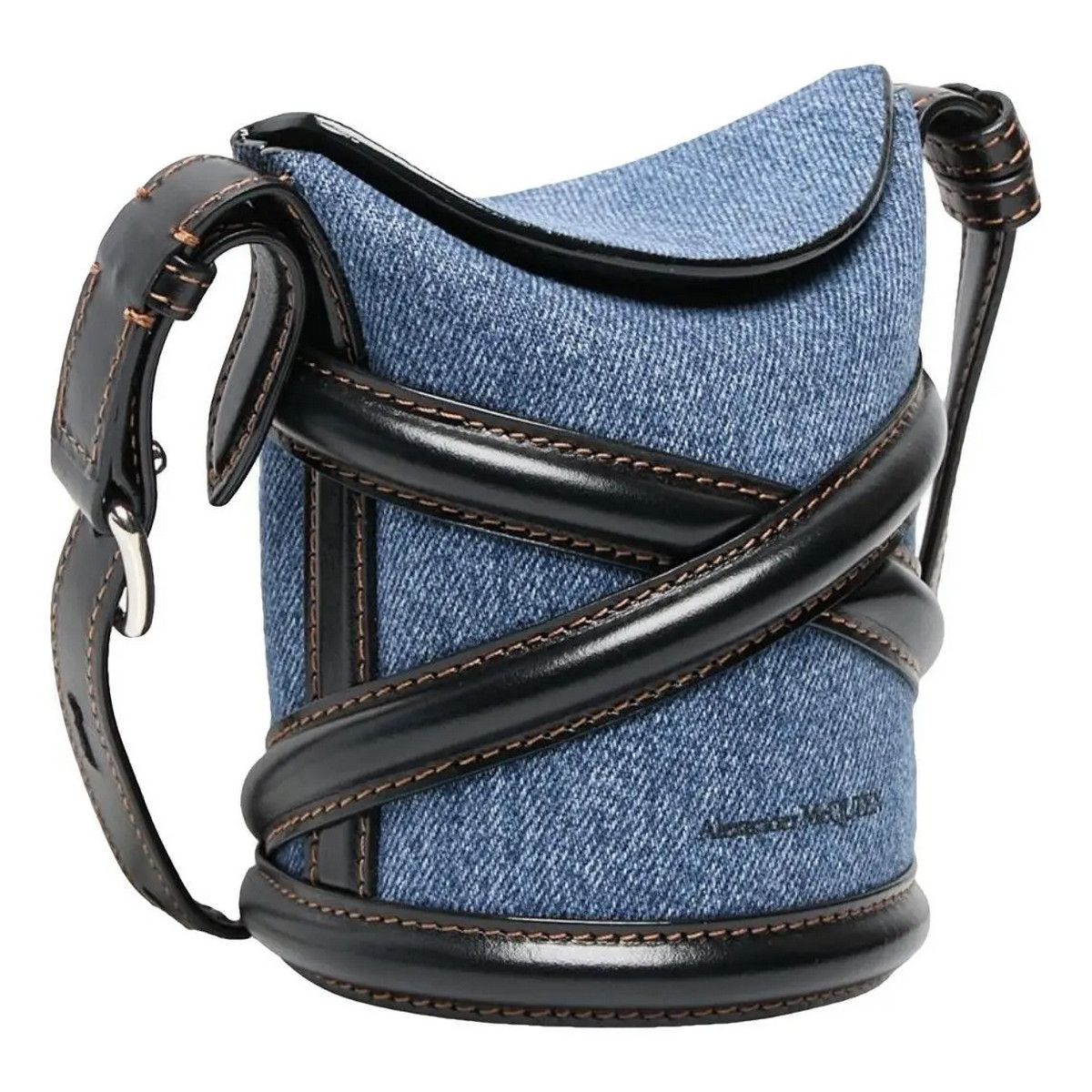 Alexander McQueen ALEXANDER MCQUEEN Curve compact denim leather bucket bag q Size ONE SIZE - 3 Thumbnail