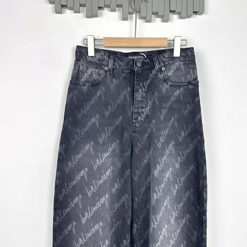 Balenciaga Balenciaga Logo Wide Leg Denim Pants-2506 Size US 26 / EU 42 - 3 Thumbnail