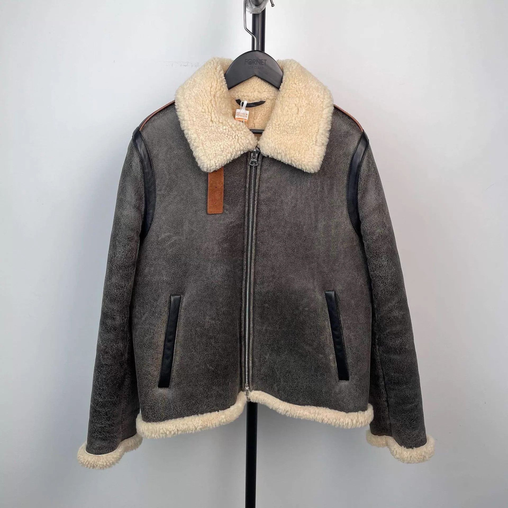 Acne Studios Brown Shearling Collar Leather Jacket Size S Size US S / EU 44-46 / 1 - 1 Thumbnail