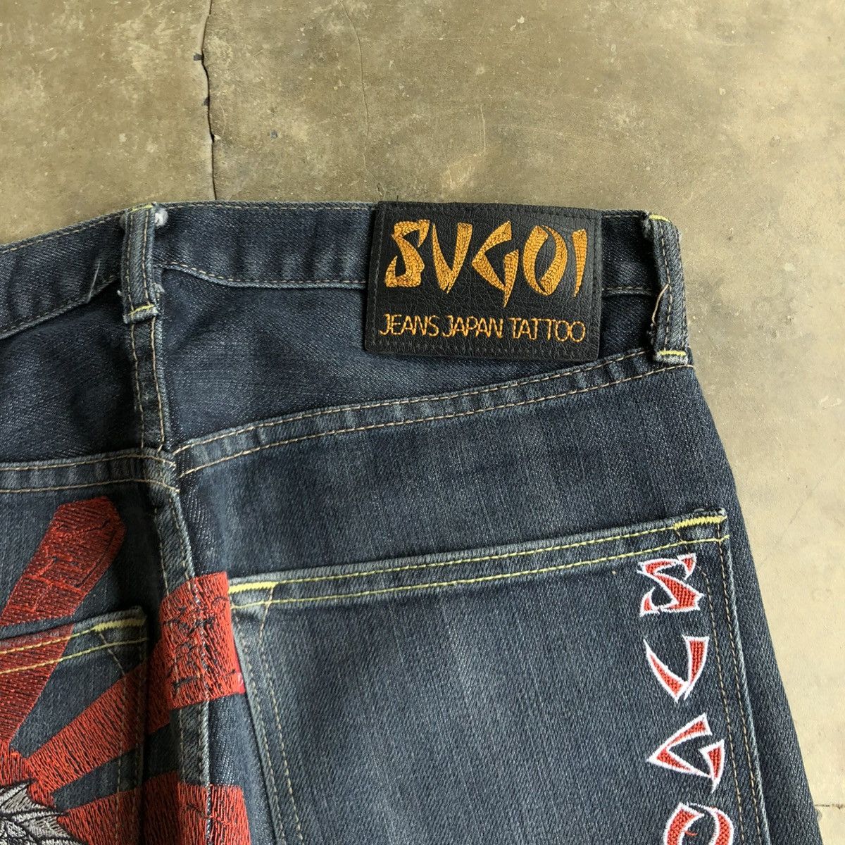 Karakuri Tamashii 2000s Sugoi Tatto Embroidery Dragon Tiger Denim Jeans Size US 29 - 7 Thumbnail