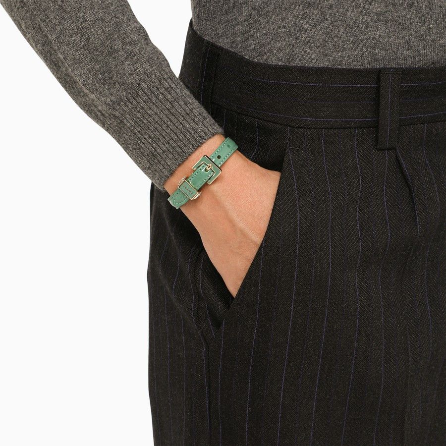 Miu Miu o1d2blof0924 Size: M / Leather Bracelet in Green Size ONE SIZE - 2 Thumbnail