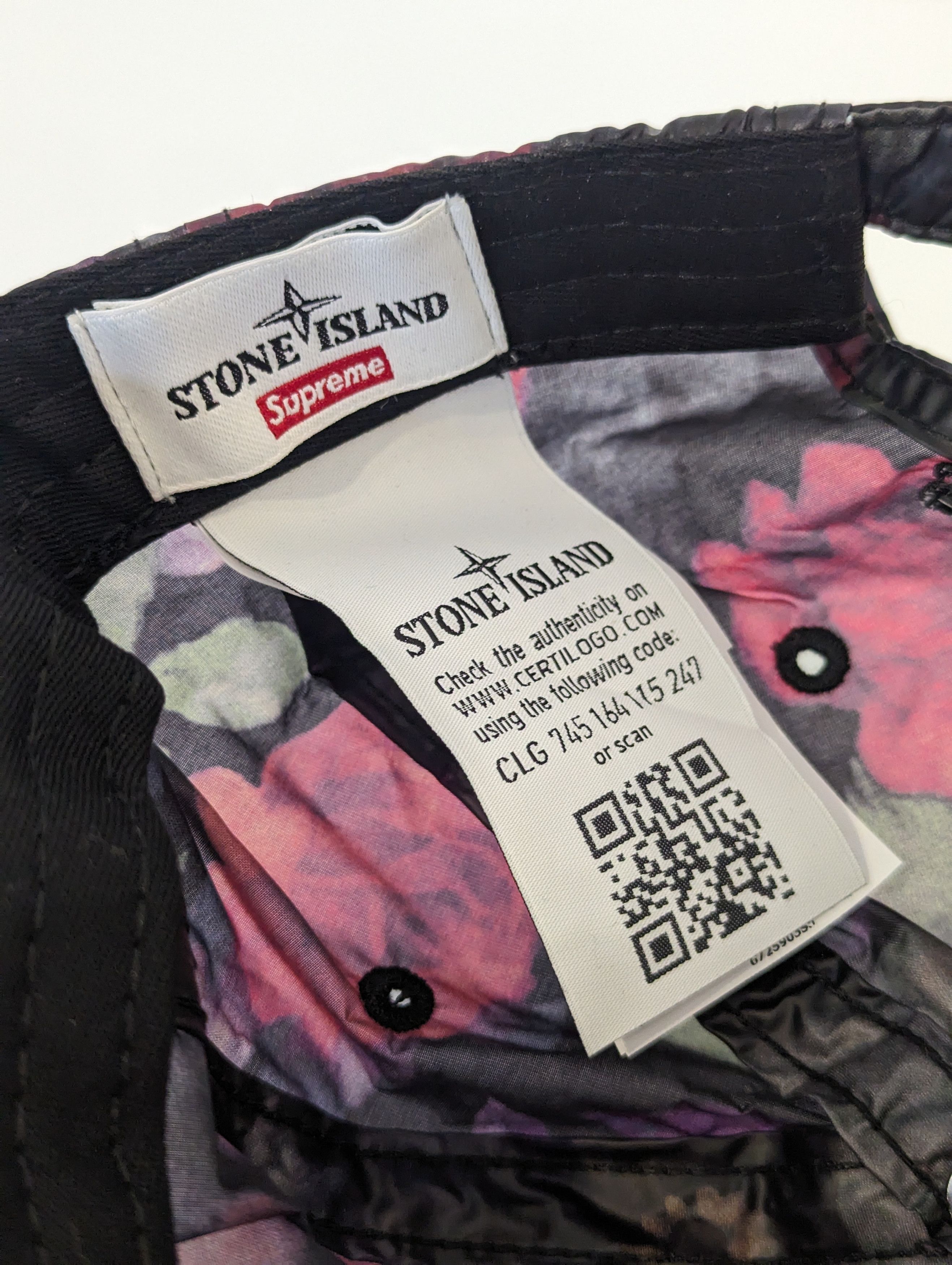 Stone Island × Supreme Supreme x Stone Island 6-Panel Hat - Floral Black Size ONE SIZE - 7 Thumbnail