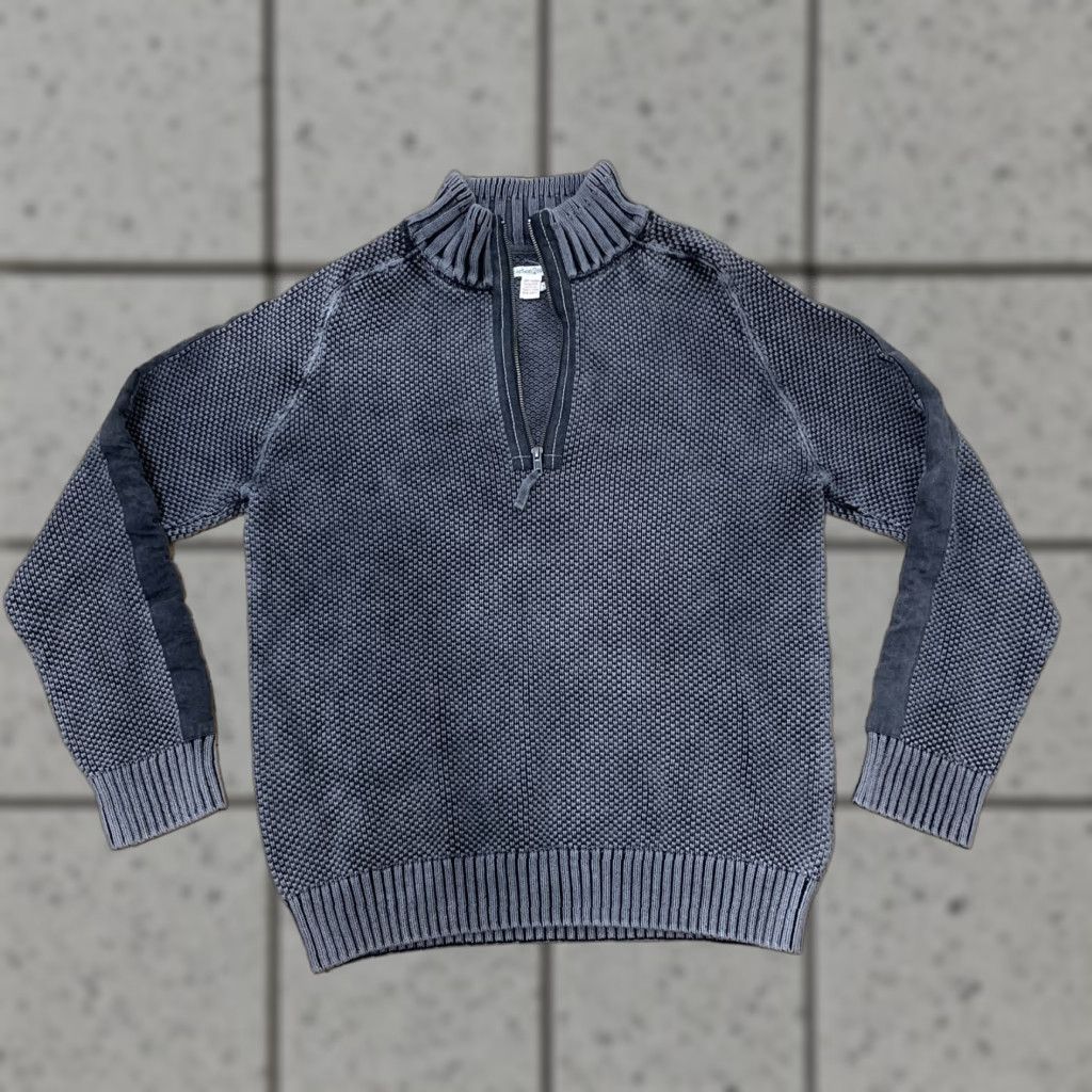 Carbon2Cobalt CARBON 2 COBALT Chunky Waffle Knit Sweater Men L Gray 1/4 Zip Pique Thermal Size US L / EU 52-54 / 3 - 1 Thumbnail