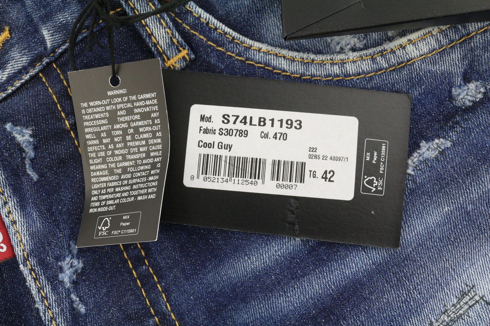 Dsquared2 COOL GUY 42 Blue Tapered Distress Splatter Jeans 86716 Size US 32 / EU 48 - 6 Thumbnail