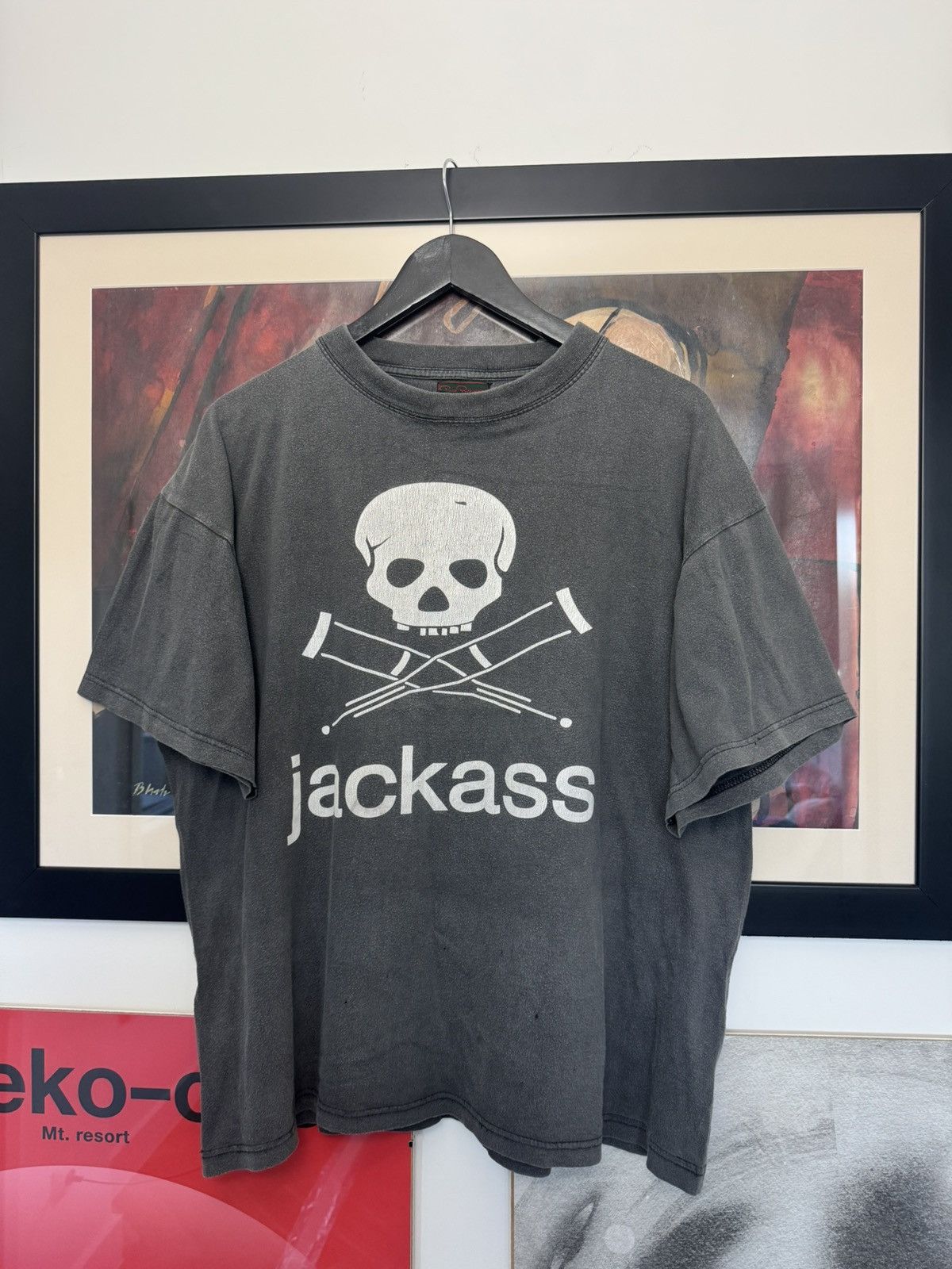 Vintage Jackass MTV Show Movie Promol Tee Skull Logo Washed