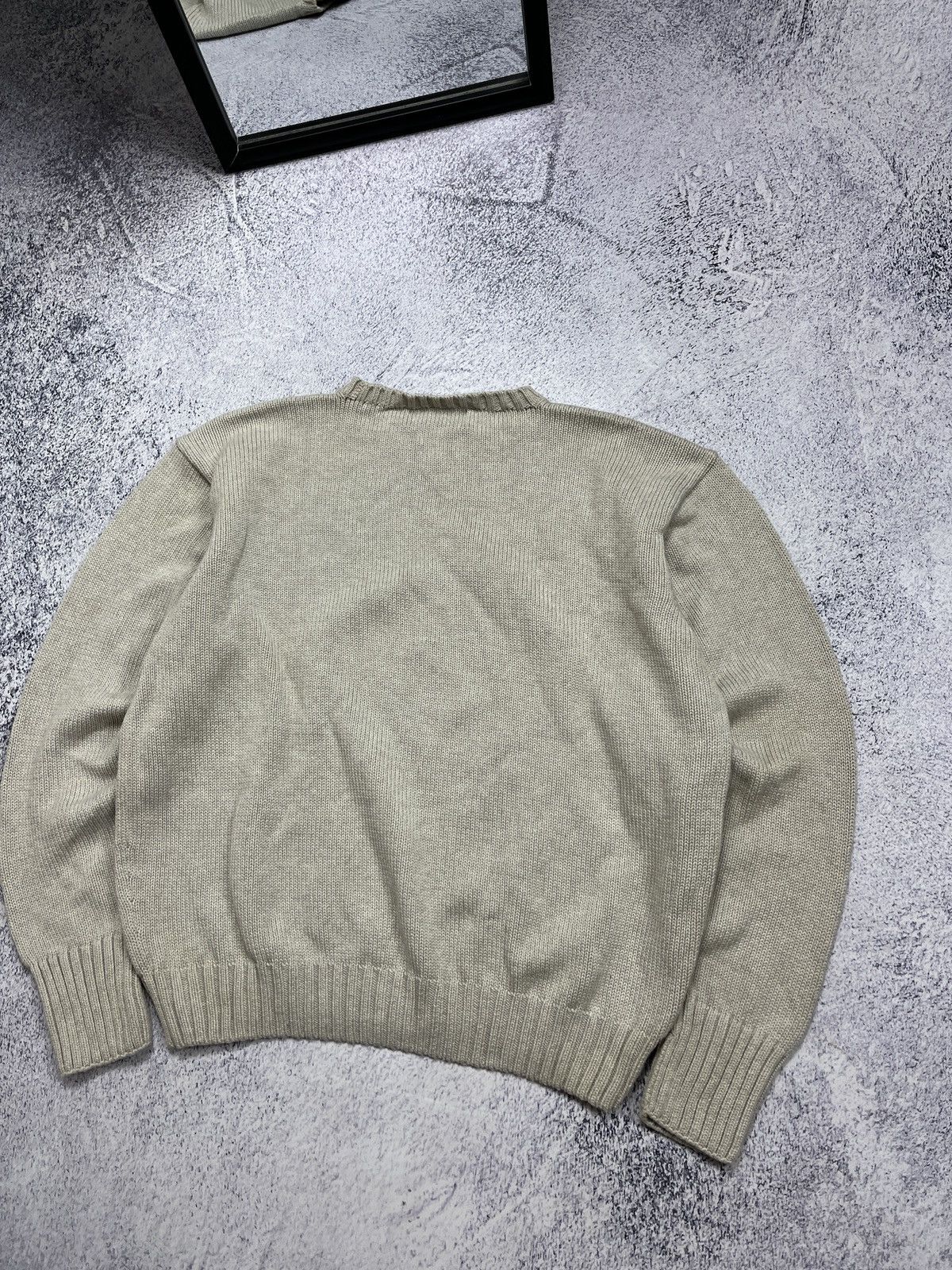 Polo Ralph Lauren × Ralph Lauren × Vintage Vintage 90’s Polo Ralph Lauren Beige Heavy Knit Sweater Hype Size US XL / EU 56 / 4 - 10 Thumbnail