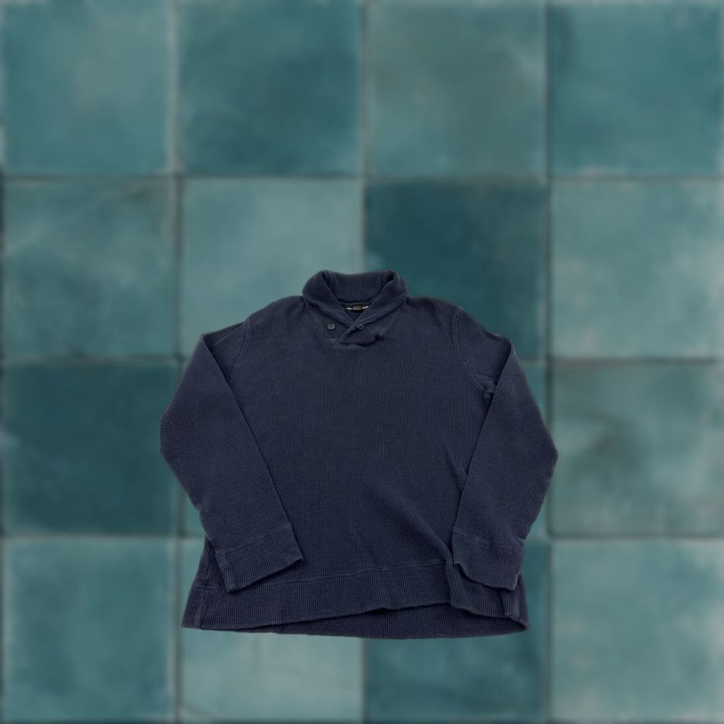 Michael Kors Michael Kors Sweater Mens Large Navy Blue Shawl Collar Waffle-Knit Pullover Casual Size US L / EU 52-54 / 3 - 1 Thumbnail