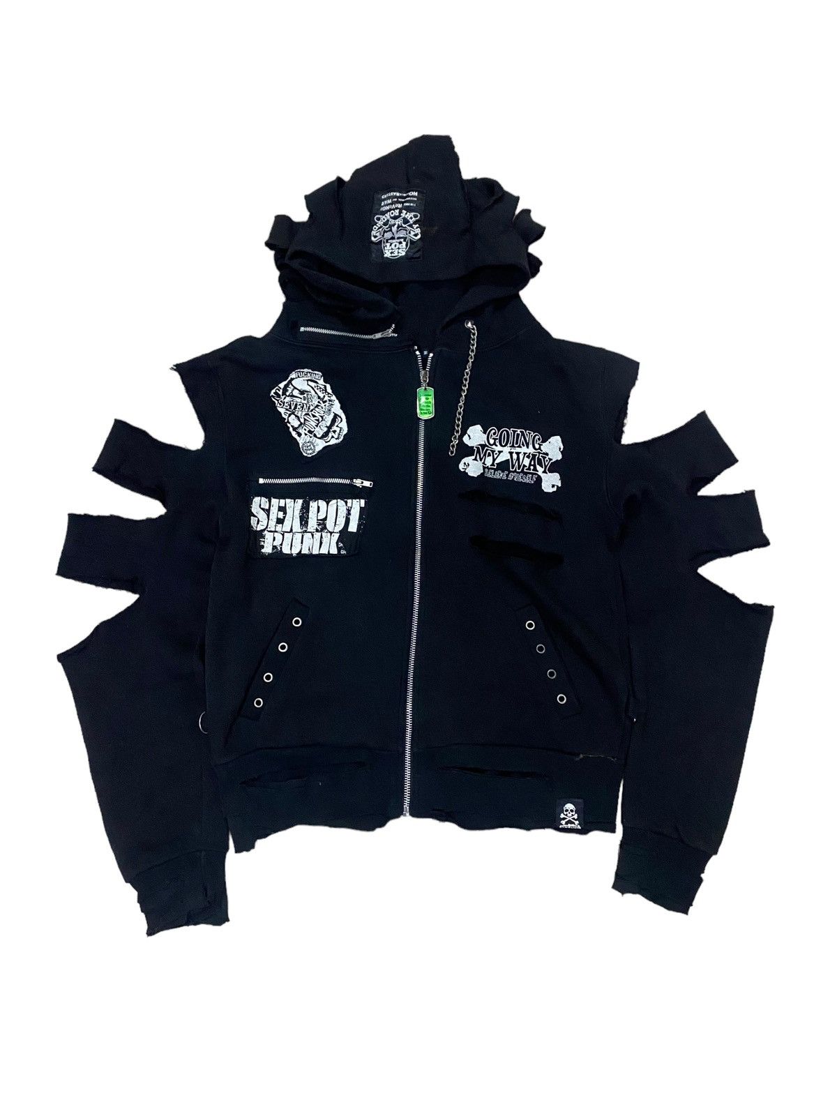 Sex Pot ReVeNGe 💥Sex Pot Revange Distressed Zipper Hoodie Size US S / EU 44-46 / 1 - 2 Thumbnail