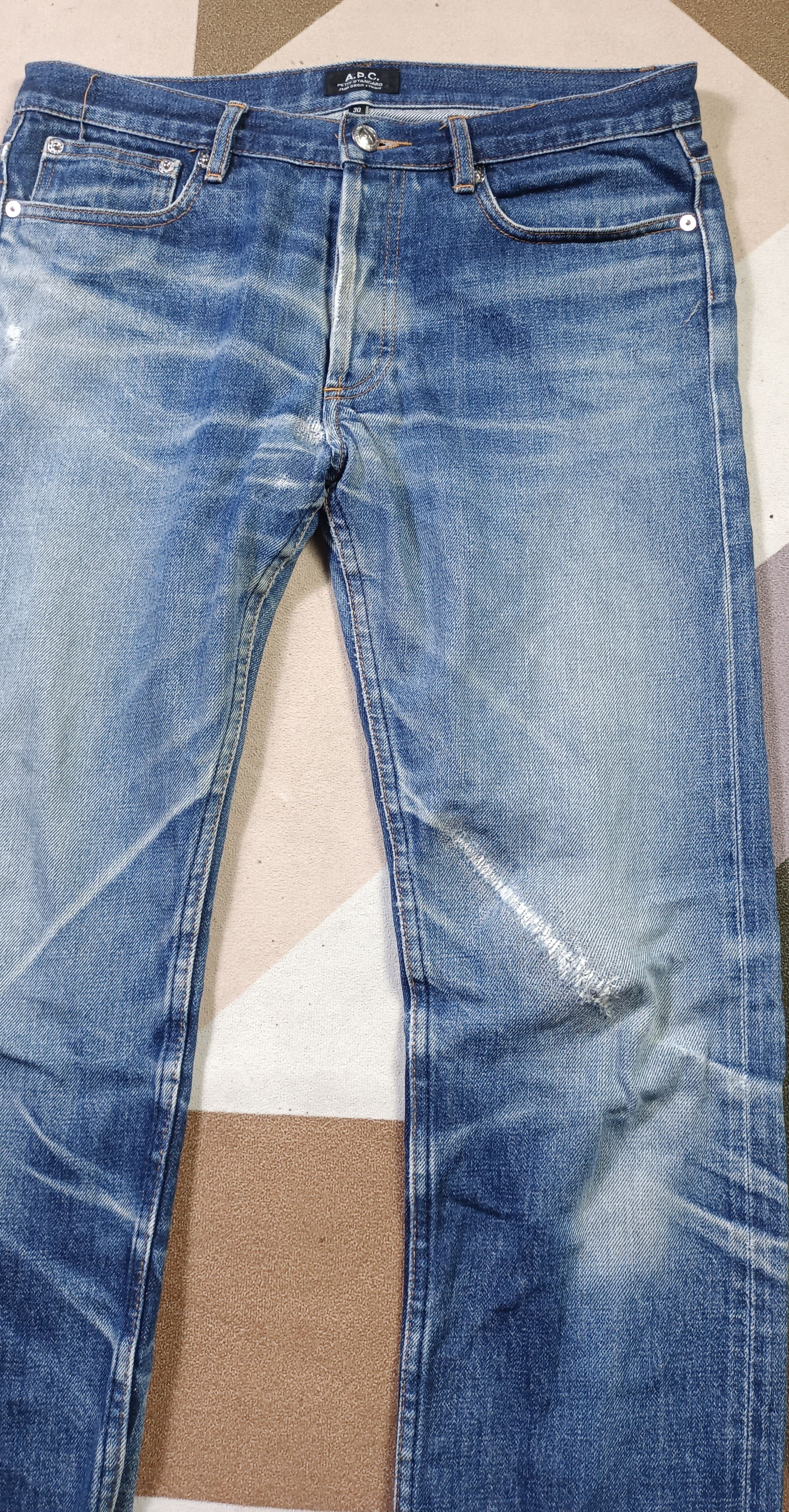 A.P.C. A.P.C Jean Droit Etroit Full Selvedge Distressed Jeans Size US 32 / EU 48 - 4 Thumbnail