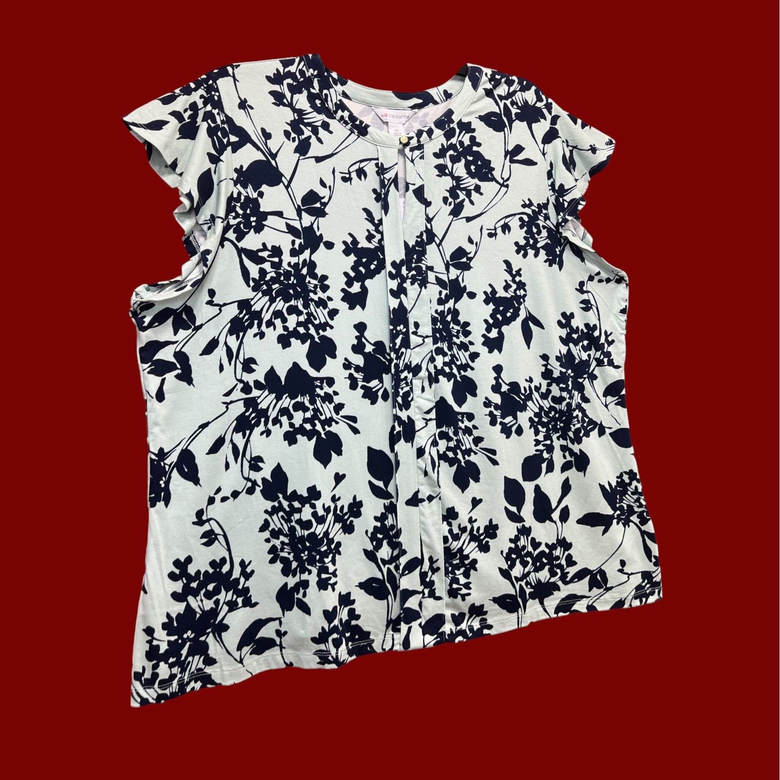 Other Liz Claiborne - Women's Keyhole Neck Short Sleeve Blouse - L Size XXL / US 16-18 / IT 52-54 - 13 Thumbnail