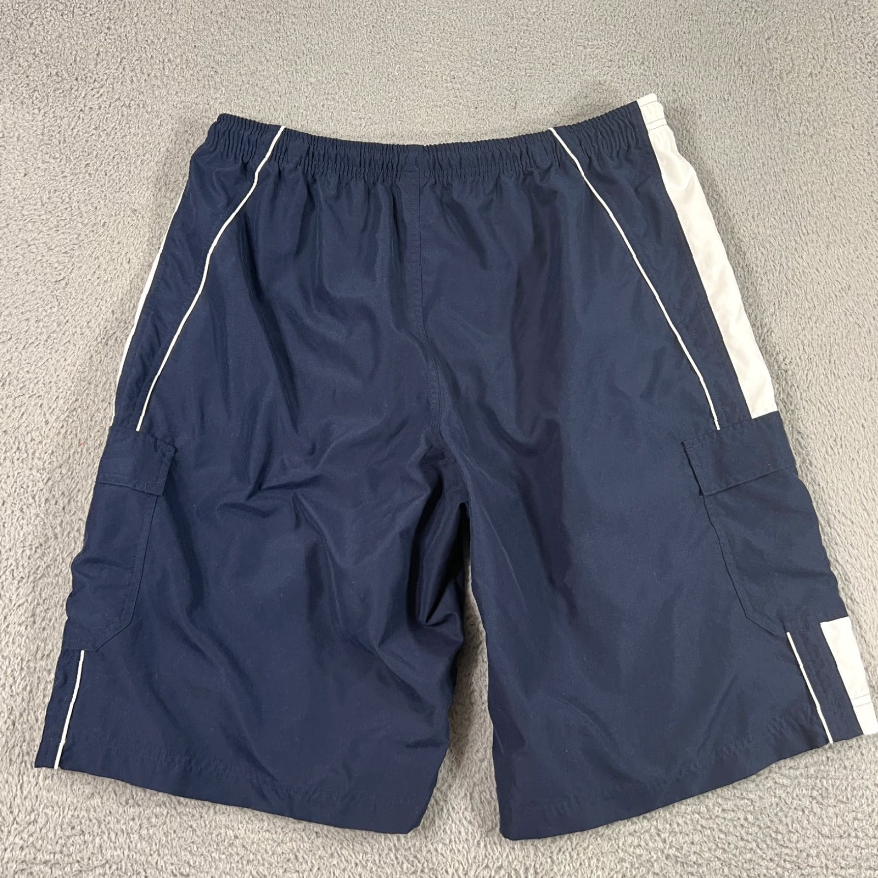 Nike Nike Shorts Men XXL Gray Navy Blue Logo Pocket Trunk Active Swim Bottom Bag Pocket Trunks Y2K Size US 39 - 7 Thumbnail