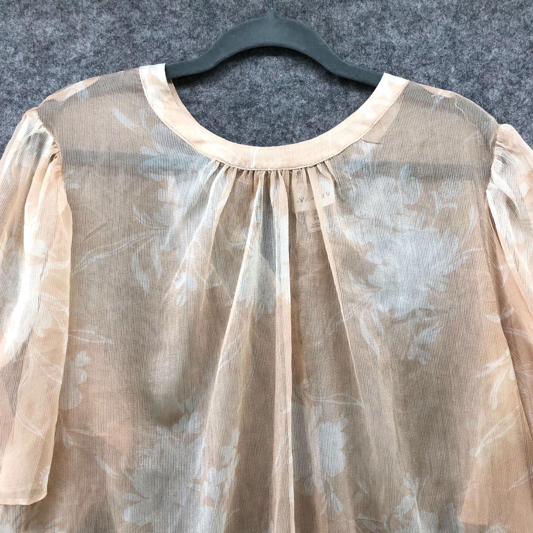 Vintage Ava & Viv Short Sleeve Blouse Womens 4X Chiffon Sheer Beige Cream Flutter Sleeve Size XXL / US 16-18 / IT 52-54 - 3 Thumbnail