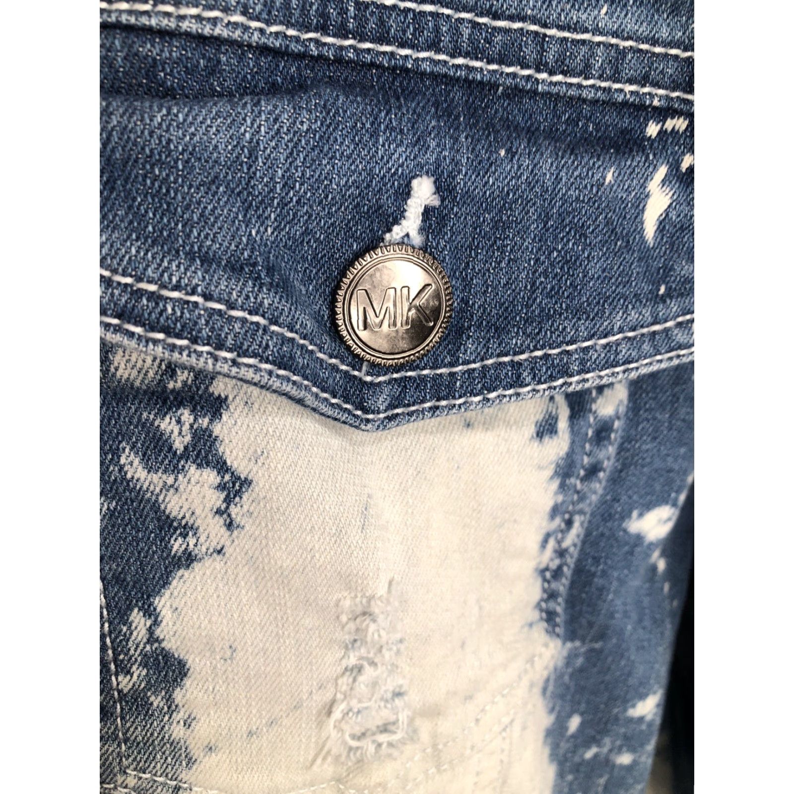 Denime MAKOBI Denim Biker Jacket 3XL Blue Men Distressed Leather Look EXCELLENT Size US XXL / EU 58 / 5 - 5 Thumbnail