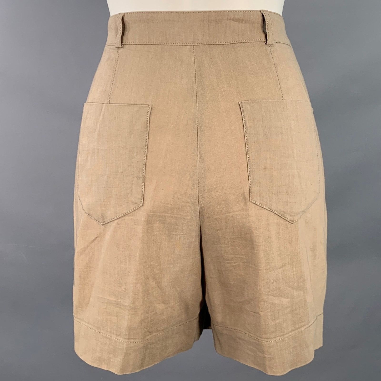 Burberry BURBERRY LONDON Size 8 Brown Wool Linen Pleated Shorts Size 30" / US 8 / IT 44 - 2 Thumbnail