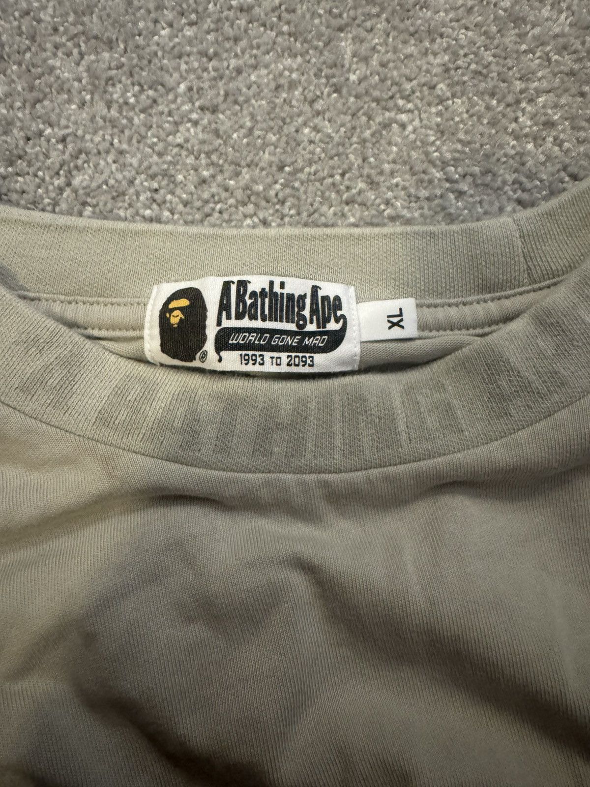 Bape Beige Long Sleeve Logo Tee Size US XL / EU 56 / 4 - 3 Thumbnail