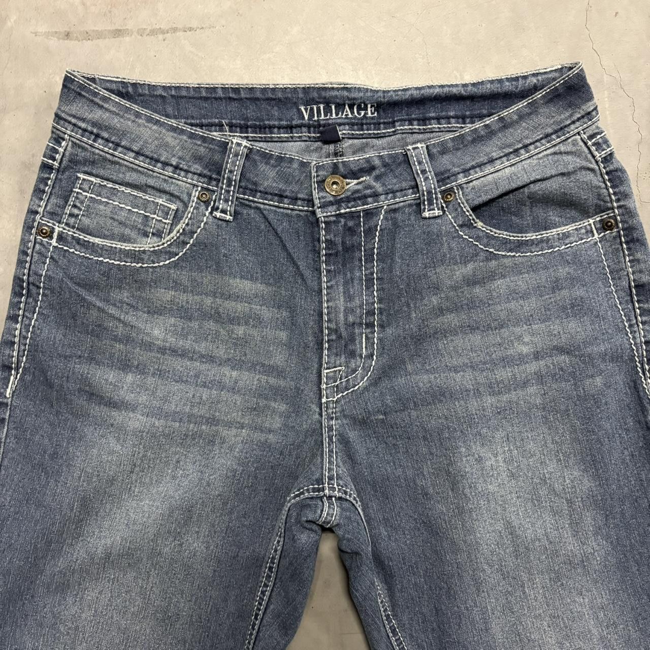 Vintage Crazy Vintage Y2K/2000s Flare Streetwear Style Rhinestone Dark Blue Wash Denim Jeans! Size US 32 / EU 48 - 2 Thumbnail