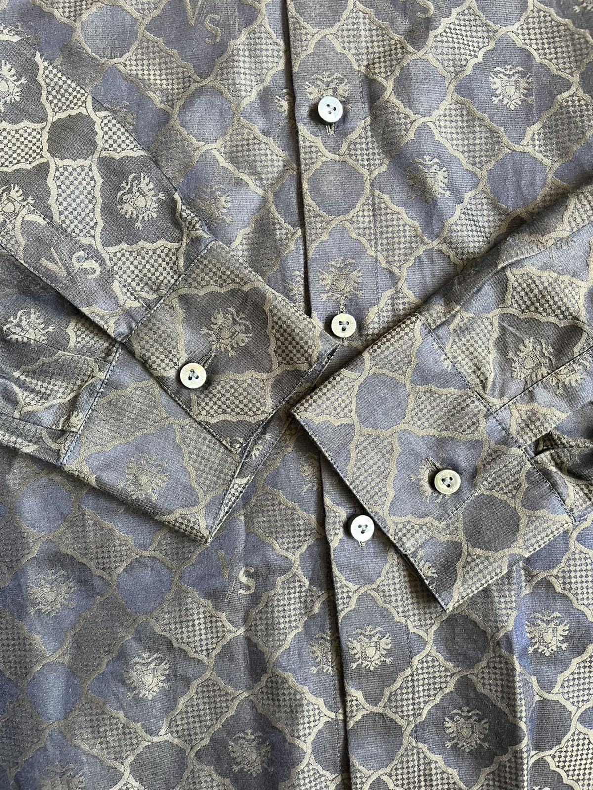 Versus Versace Versace Versus Unisex Brown Silk Monogram Button Up Shirt Size US L / EU 52-54 / 3 - 11 Thumbnail