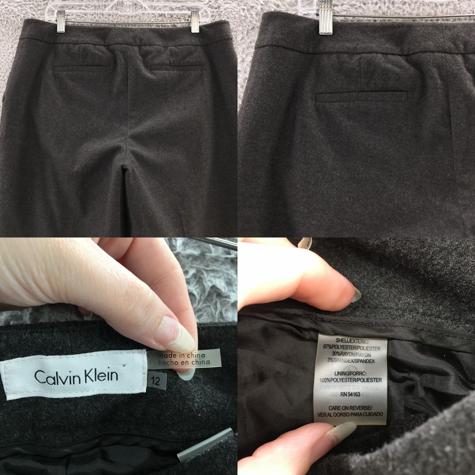 Calvin Klein Calvin Klein Trouser Dress Pants Womens 12 Gray High Rise Casual Dress Pants Regular Wide-Leg Mens? Size 34" / US 12 / IT 48 - 9 Thumbnail