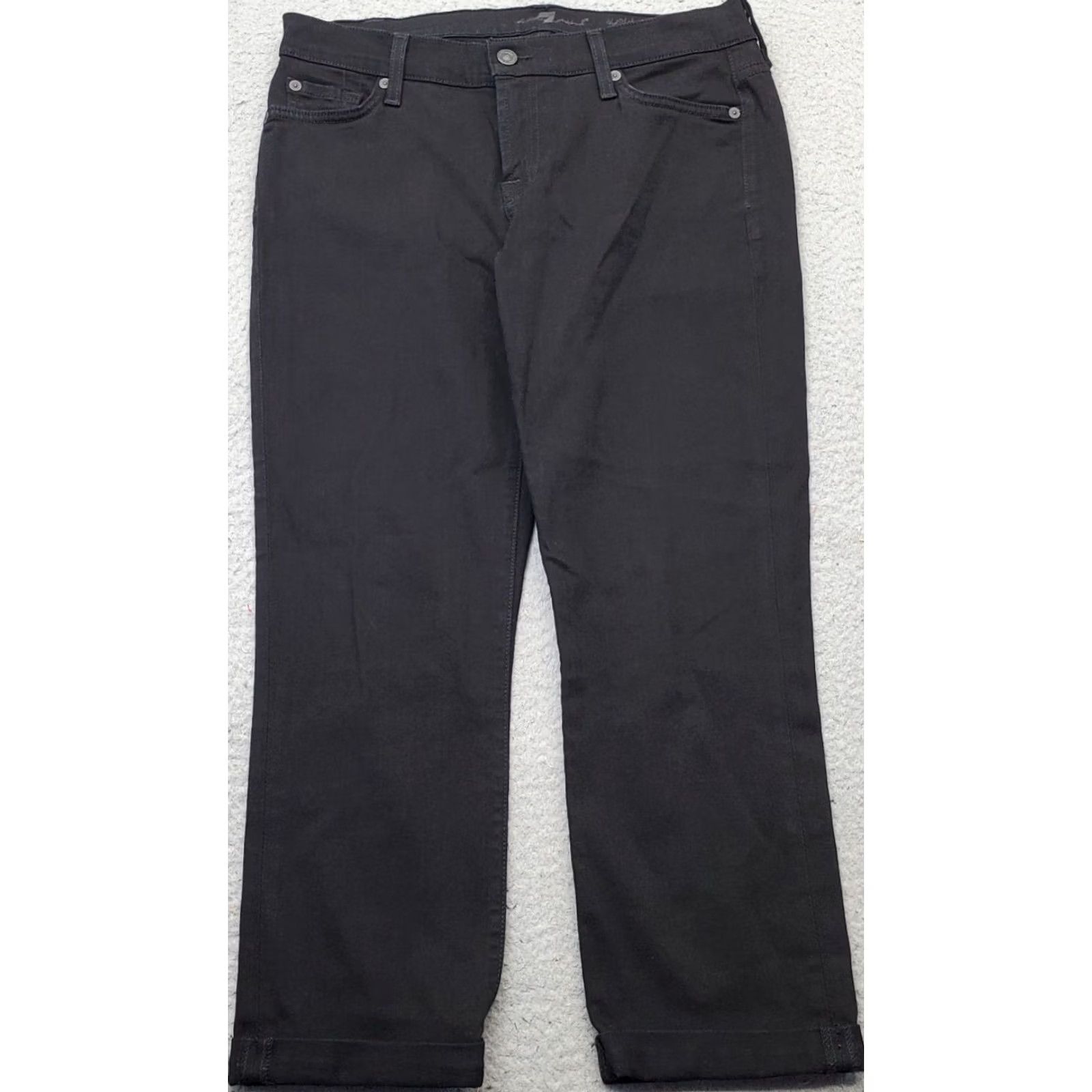 7 For All Mankind 7 For All Mankind The Skinny Crop & Roll Jeans Womens 30 Black Streetwear Cuffed (Pre-owned) Mens, Womens, Girls, Boys Size 30" / US 8 / IT 44 - 2 Thumbnail