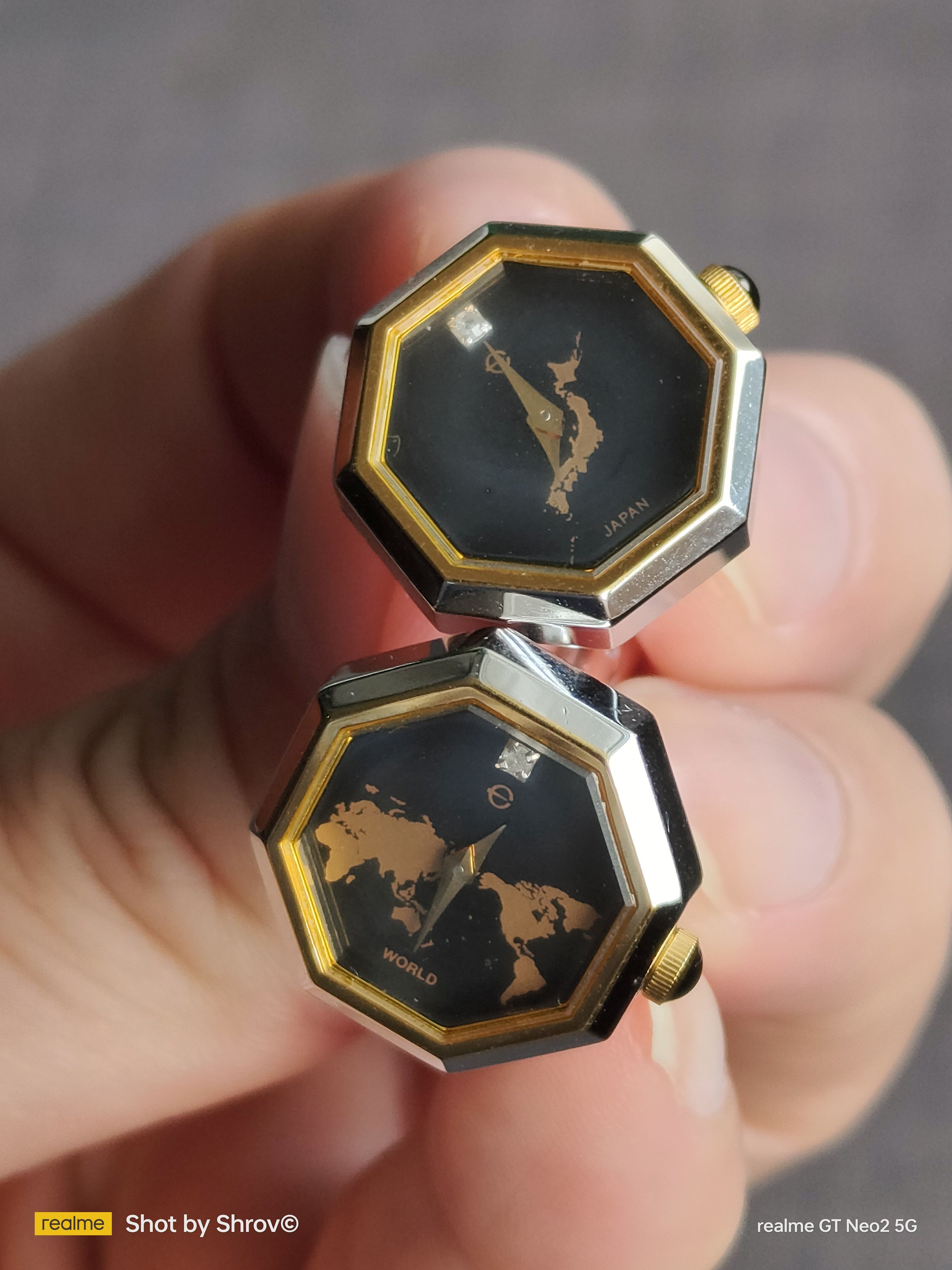 Elgin National Watch Company VINTAGE ELGIN CUFFLINKS 1980s RARE UNIT Elgin World Time Size ONE SIZE - 4 Thumbnail
