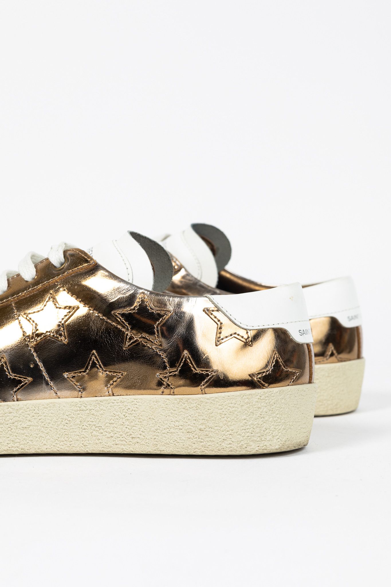 Saint Laurent Paris Saint Laurent SL/06 Gold Patent Star Low-Top Sneakers Size US 7 / EU 40 - 9 Thumbnail