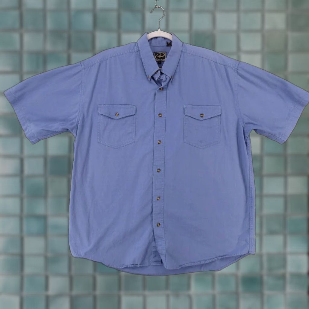 Roper Roper Shirt Mens XL Short Sleeve Button-Up Blue Textured Casual Size US XL / EU 56 / 4 - 1 Thumbnail